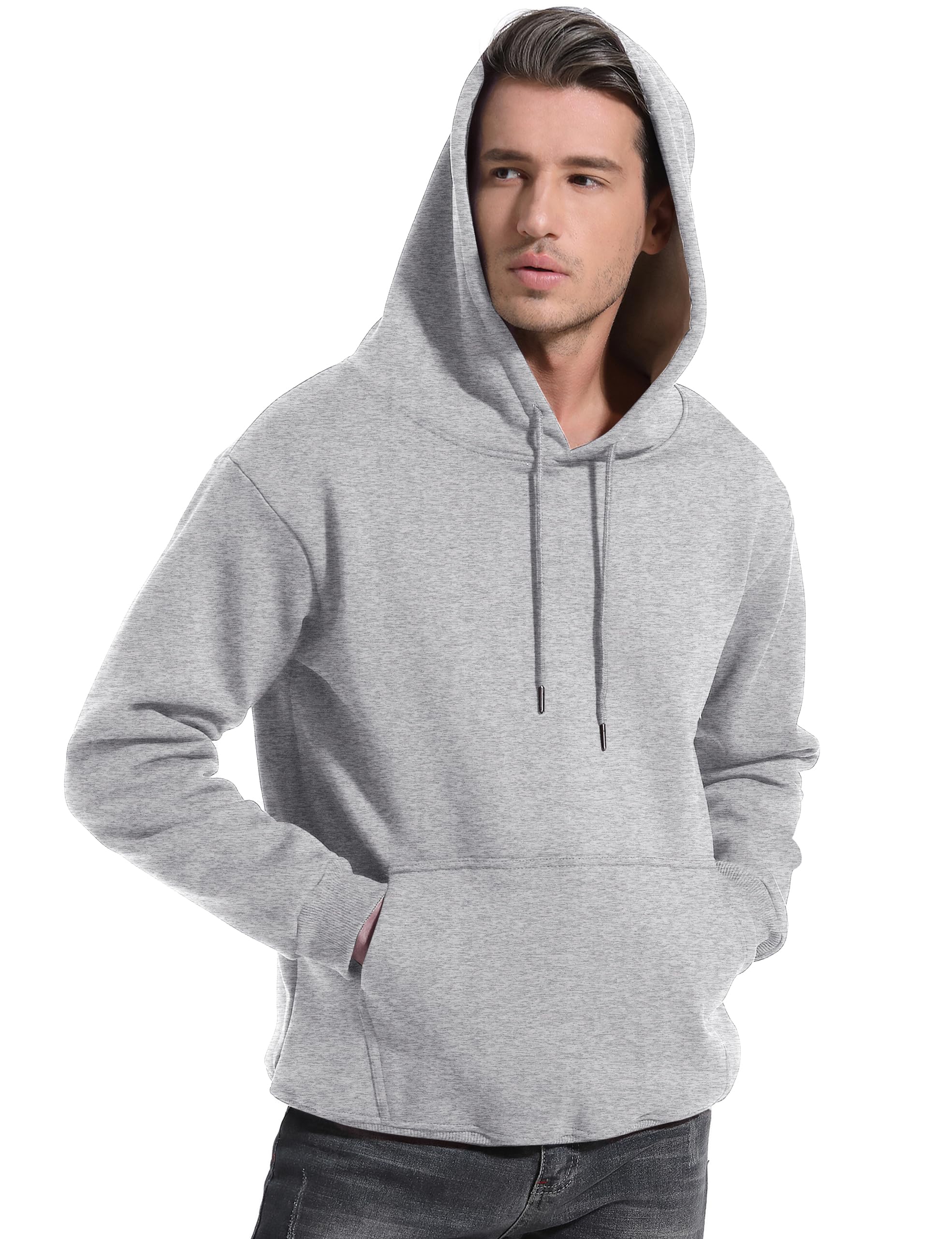 Flygo Men's Casual Fleece Sherpa Lined Hoodie Winter Warm Pullover Hooded Sweatshirt(Black-XL)