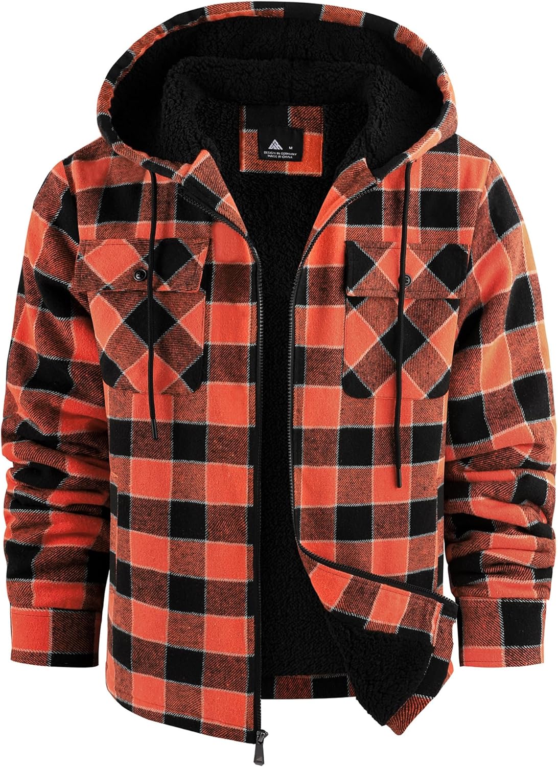 GEEK LIGHTING Men's Flannel Shirts Jacket Sherpa Lined Fleece Plaid Hoodie Long Sleeve Winter Warm Coat