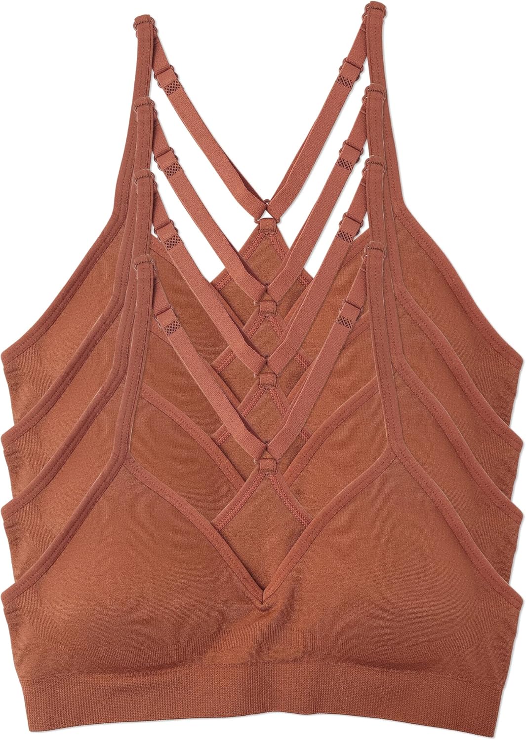 Kalon Women’s 4 Pack Racerback Sports Bralette Seamless Wireless Comfort Bra