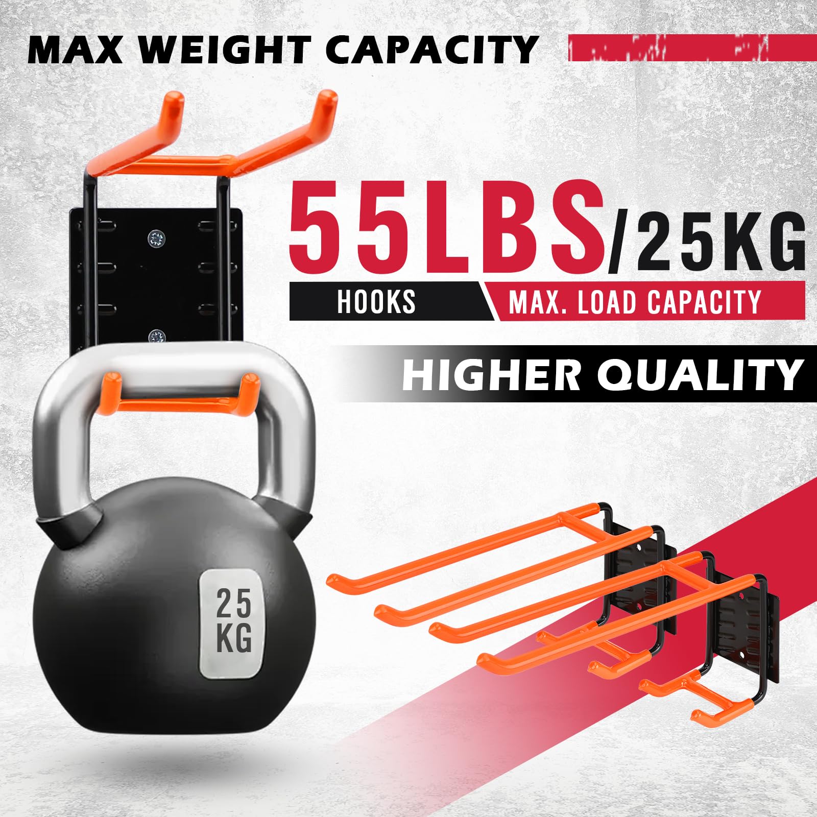 SEDY 6-Piece Heavy Duty Garage Storage Hooks, Wall Mount J Utility Hooks Holds 88 LB, Large Metal Utility, Garage Storage Ladders for Bikes, Garden Tools