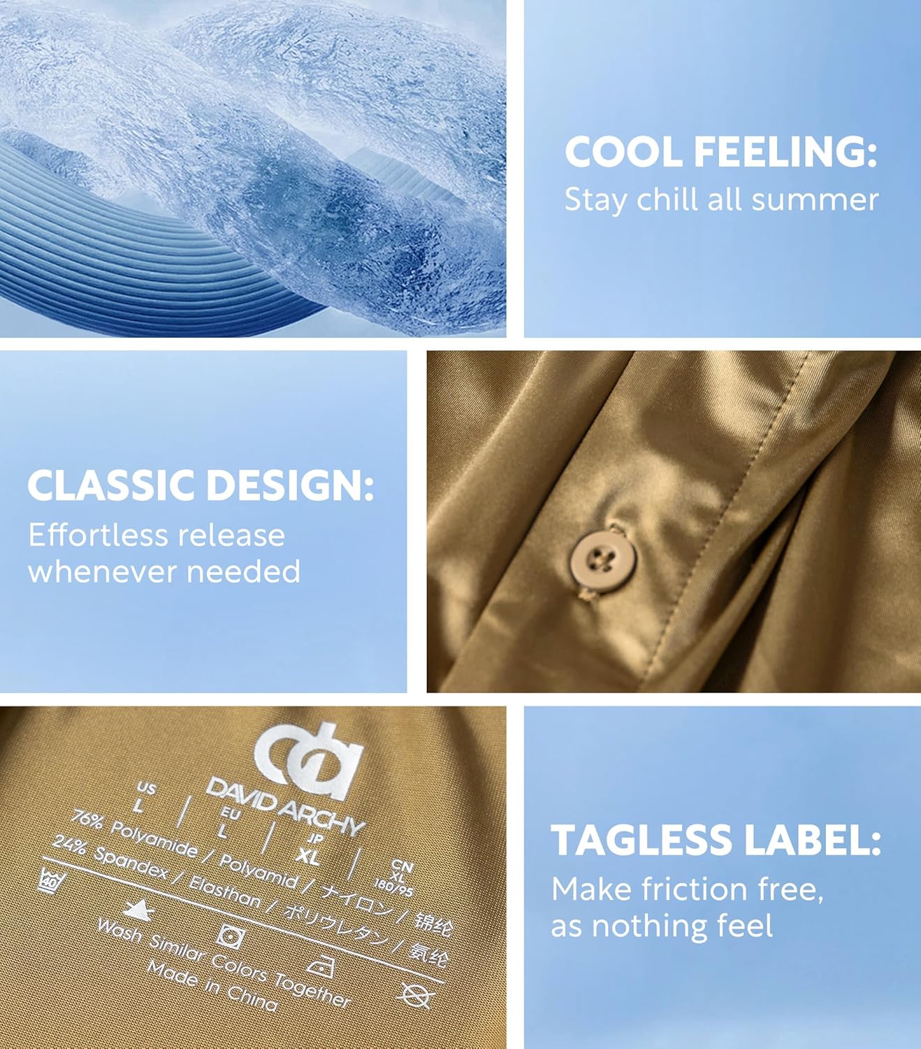 DAVID ARCHY Stretch Satin Boxers for Men, Silk Feeling Boxer Shorts, Breathable Loose Men's Underwear for Sleep 3 Pack