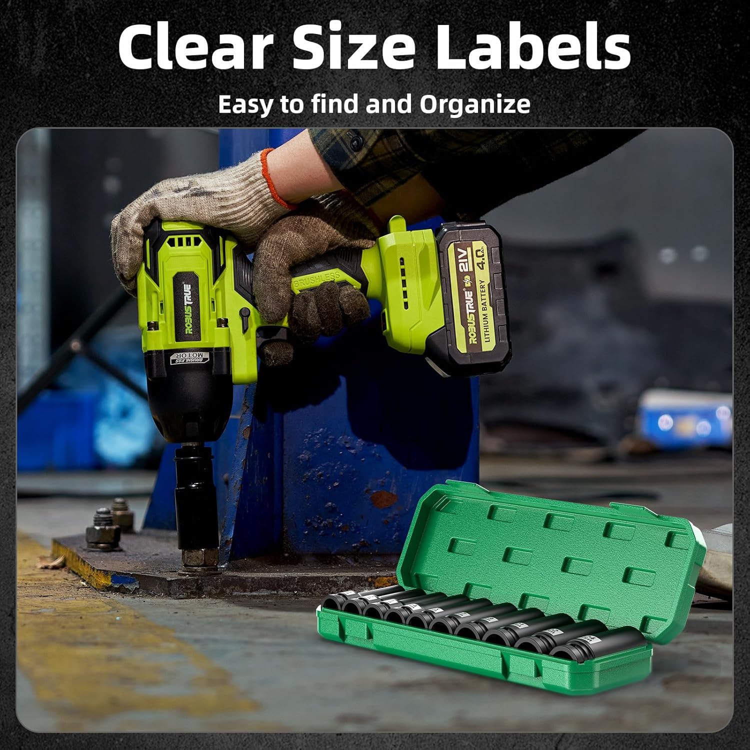 Professional Socket Set Wrench Kit, 10-Piece Metric 10-12-13-14-15-17-19-21-22-24mm, High-Torque C-V Steel Sockets for Automotive, Home Repair & DIY Projects