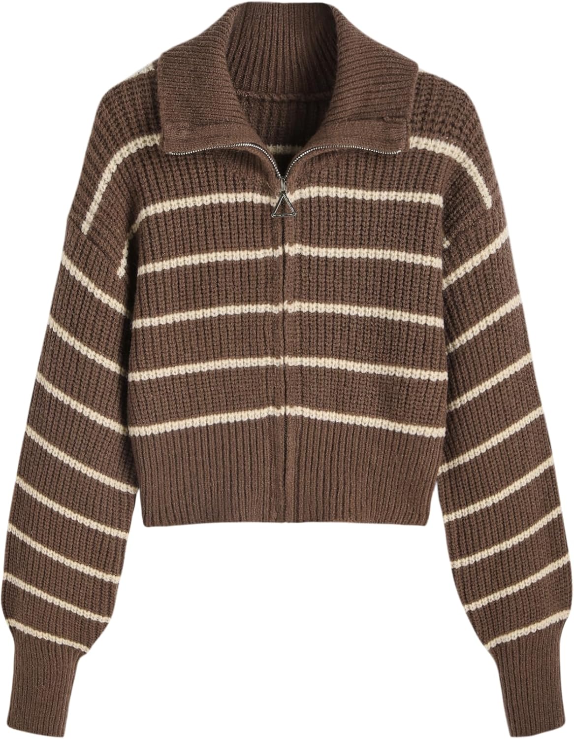 CIDER Zip Up Cardigans for Women Fall Trendy Long Sleeve Chunky Cardigan Knit Open Front Collared Zipper Cardigan