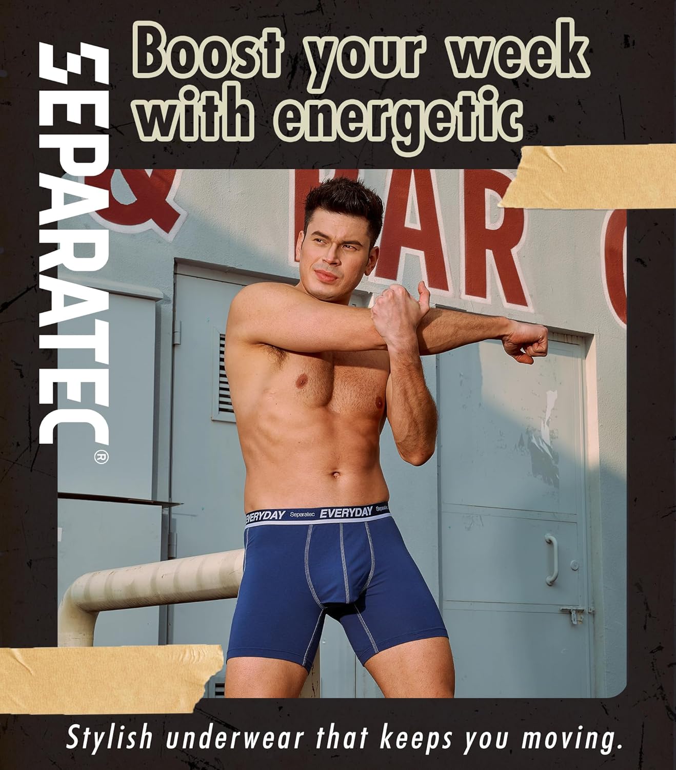 Separatec Cotton Dual Pouch Men's Underwear Comfortable Soft Breathable Everyday Boxer Briefs for men 7 Pack