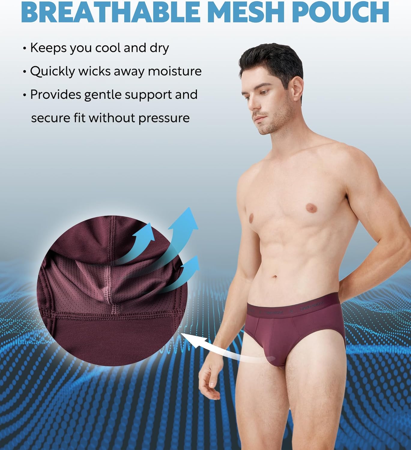 DAVID ARCHY Men's Underwear Ultra Soft Modal Dual Pouch Briefs Support Comfortable lightweight Briefs for Men 4 or 7 Pack