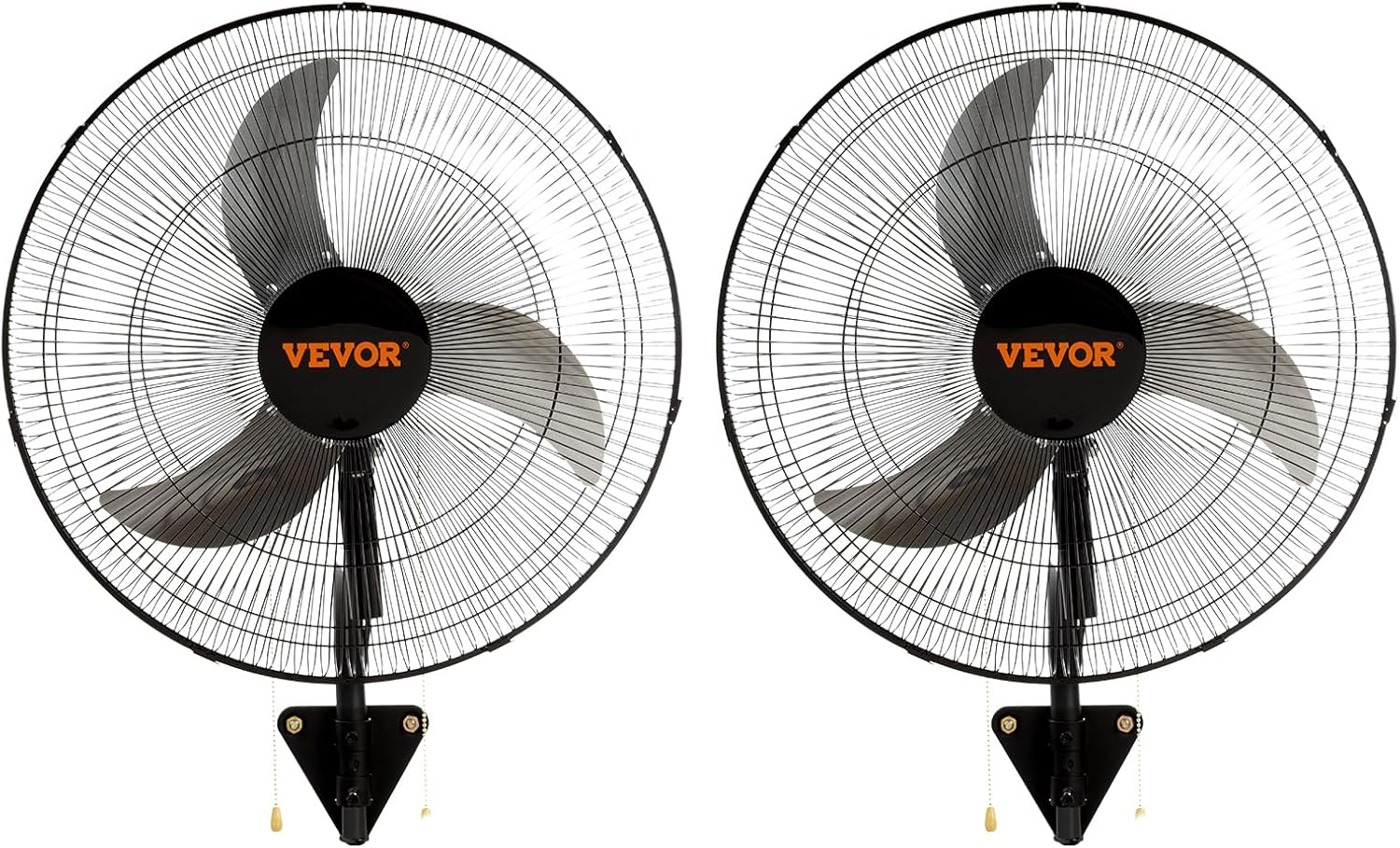 VEVOR Wall Mount Fan, 2 PCS 18 inch Waterproof, 3-speed High Velocity Max. 4000 CFM Industrial Wall Fan for Indoor, Commercial, Residential, Warehouse, Greenhouse, Workshop, Basement, Garage,Black