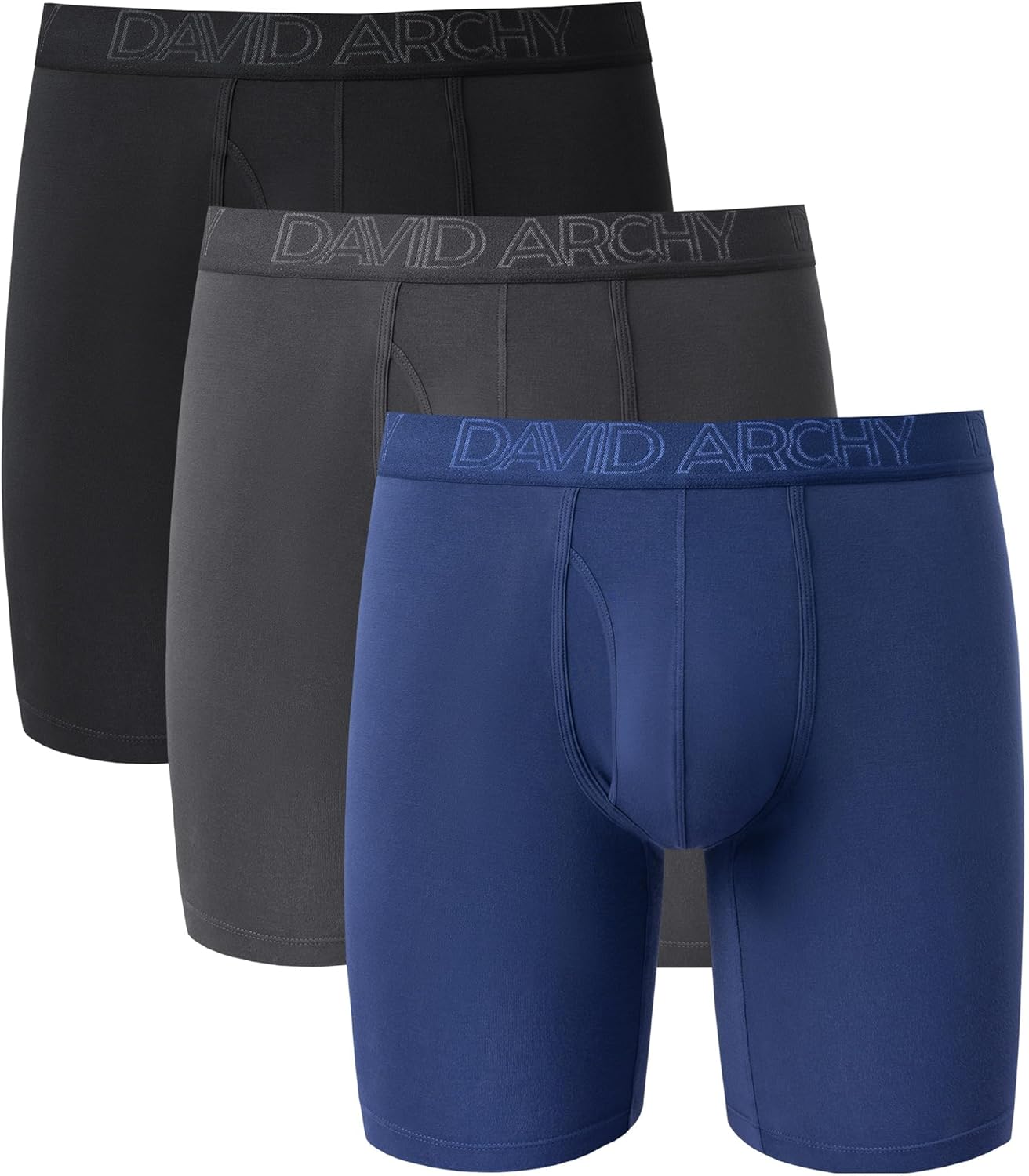 DAVID ARCHY Mens Underwear Boxer Briefs Breathable Soft Moisture-Wicking with Fly Underwear for Men Multipack