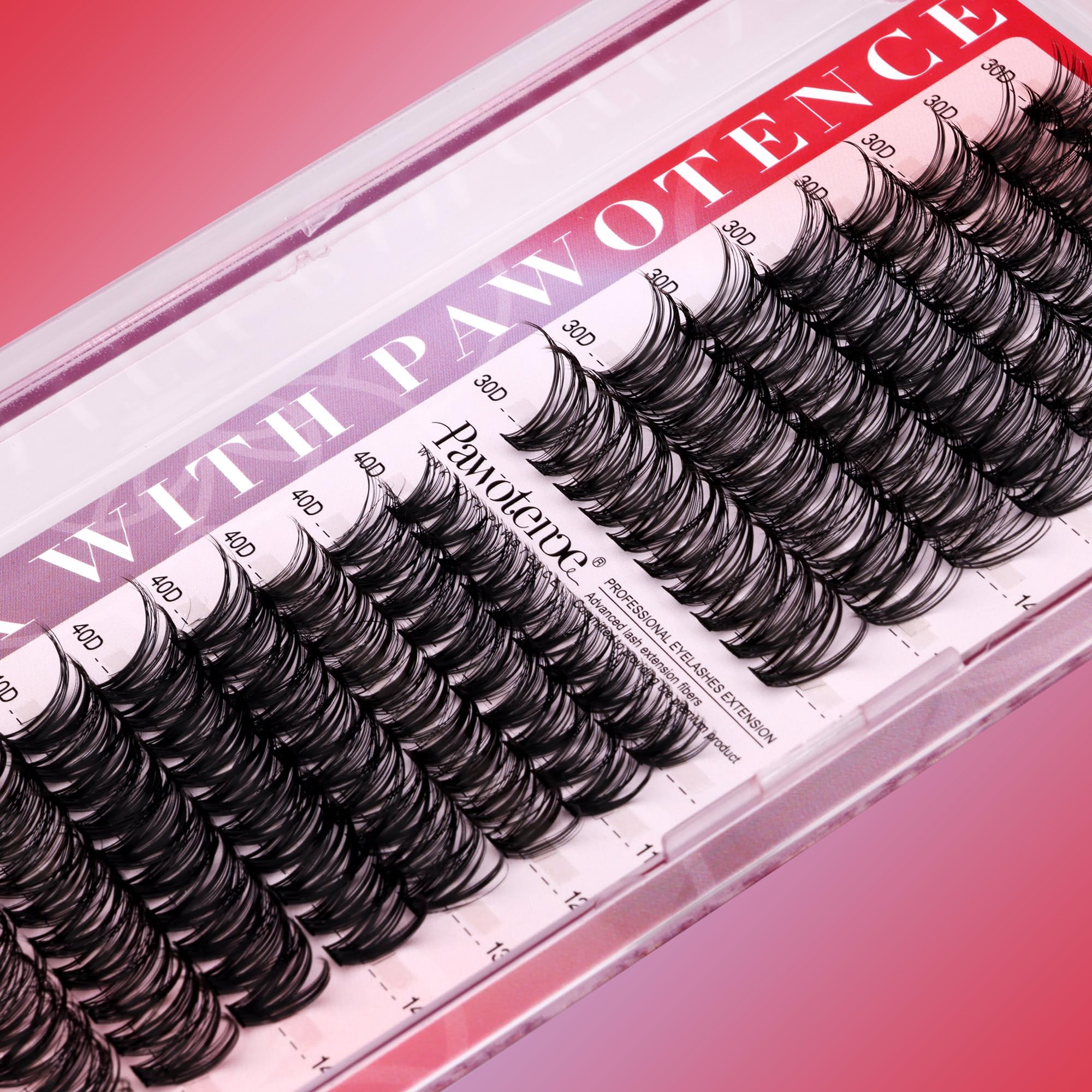 Pawotence Lash Extension Kit DIY 280pcs Lash Clusters Eyelash Extension Kit, 9-16mm 30D 40D Individual Lashes Kit with Lash Bond and Seal, Lash Tweezers for Self Use (30D&40D, 0.07D, 9-16mm, Kit)