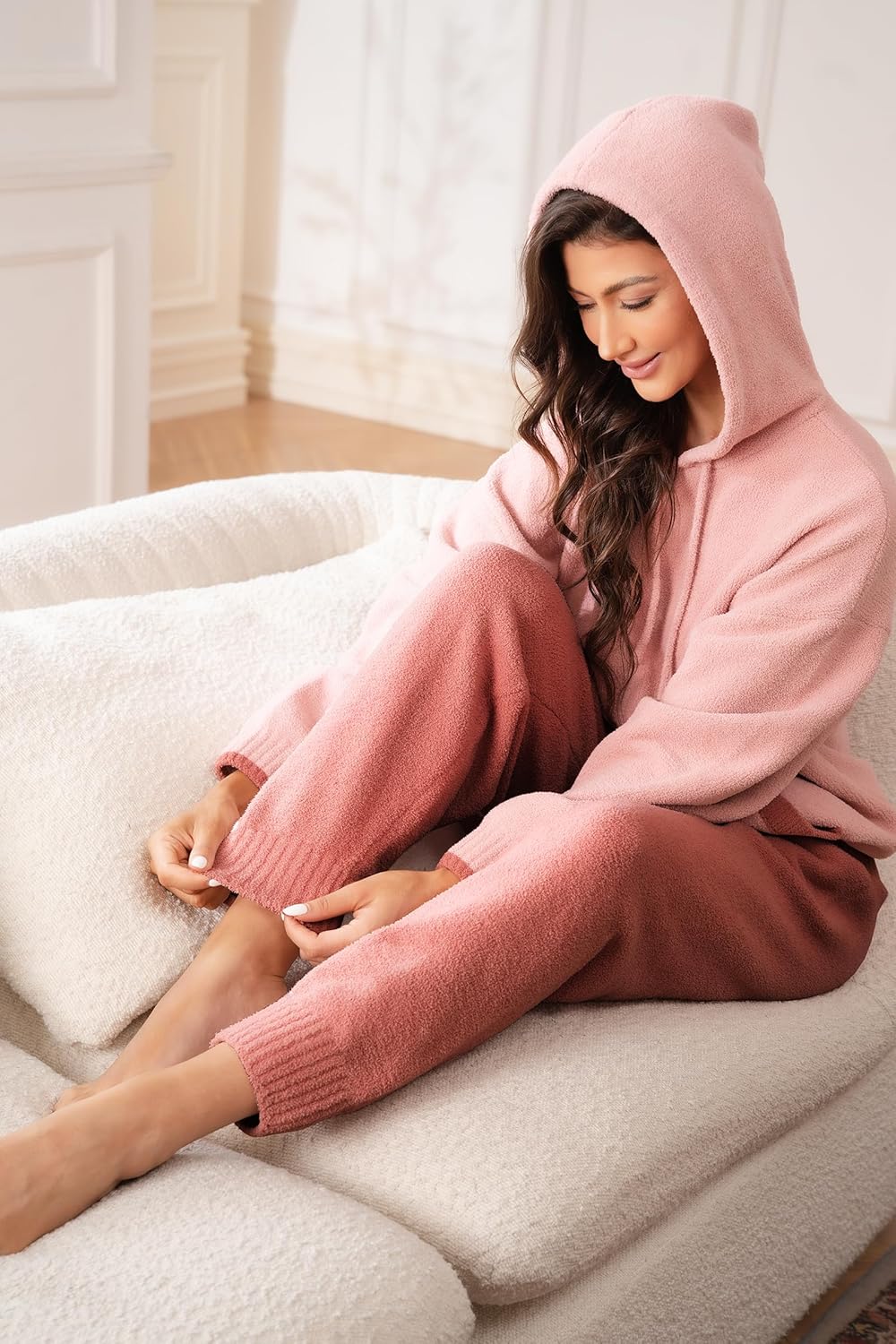 DAVID ARCHY Fleece Pajamas Women Warm Winter Fuzzy Cozy Pjs Sets Soft Comfy Long Sleeve Tops and Pants Sleepwear Loungewear