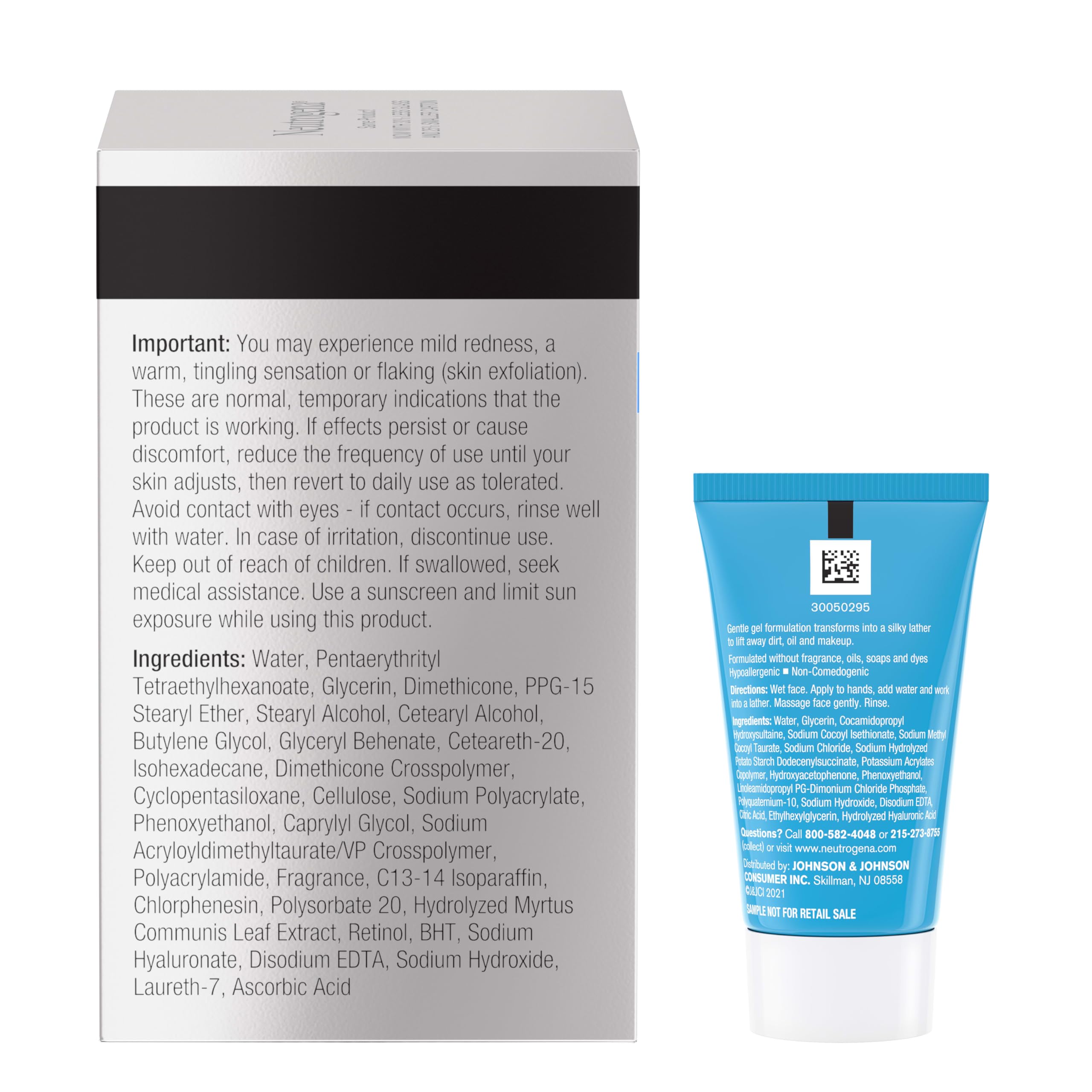 Neutrogena Rapid Wrinkle Repair Retinol Face Moisturizer, Anti-Aging Face Cream with Retinol & Hyaluronic Acid, 1.7 oz + Trial Size Hydro Boost Facial Cleanser, 0.5 fl. oz