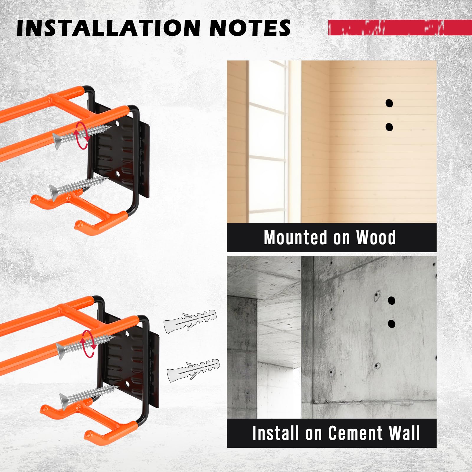 SEDY 6-Piece Heavy Duty Garage Storage Hooks, Wall Mount J Utility Hooks Holds 88 LB, Large Metal Utility, Garage Storage Ladders for Bikes, Garden Tools