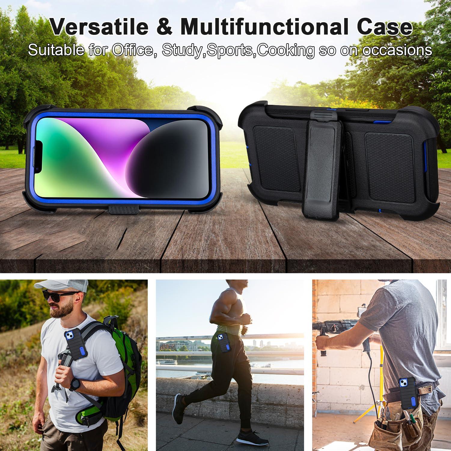 for Black Case iPhone 14 Case with Belt Clip, for Shockproof Case iPhone 14 Heavy Duty,3 Layers of Sturdy,Anti-Drop,Military-Grade Defender Cover for iPhone 14 Case Black