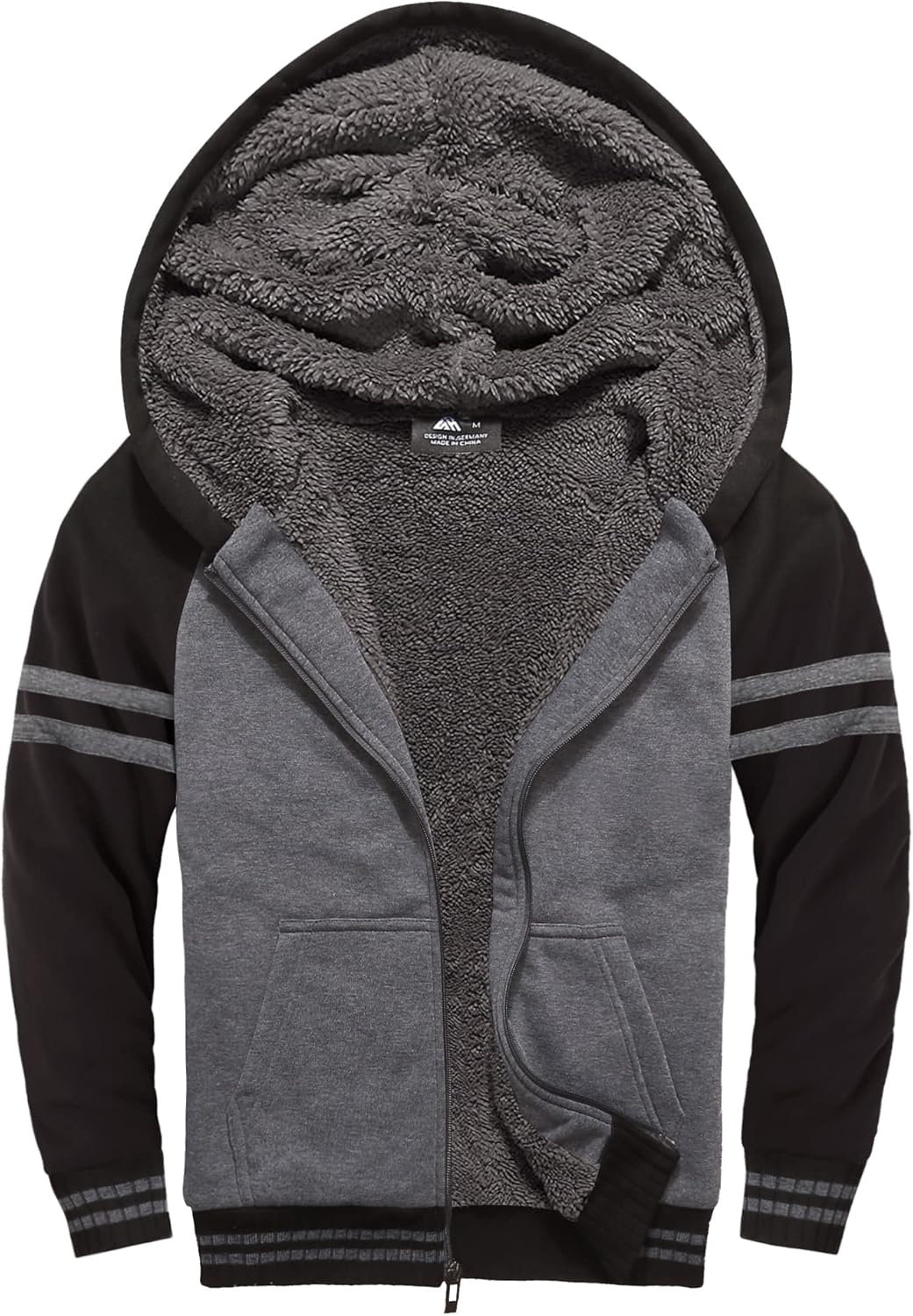 SWISSWELL Hooded Jacket for Boys Full Zip Ultra Soft Sherpa Fleece Hoodie Sweatshirt for Kids School Hooded Outerwear