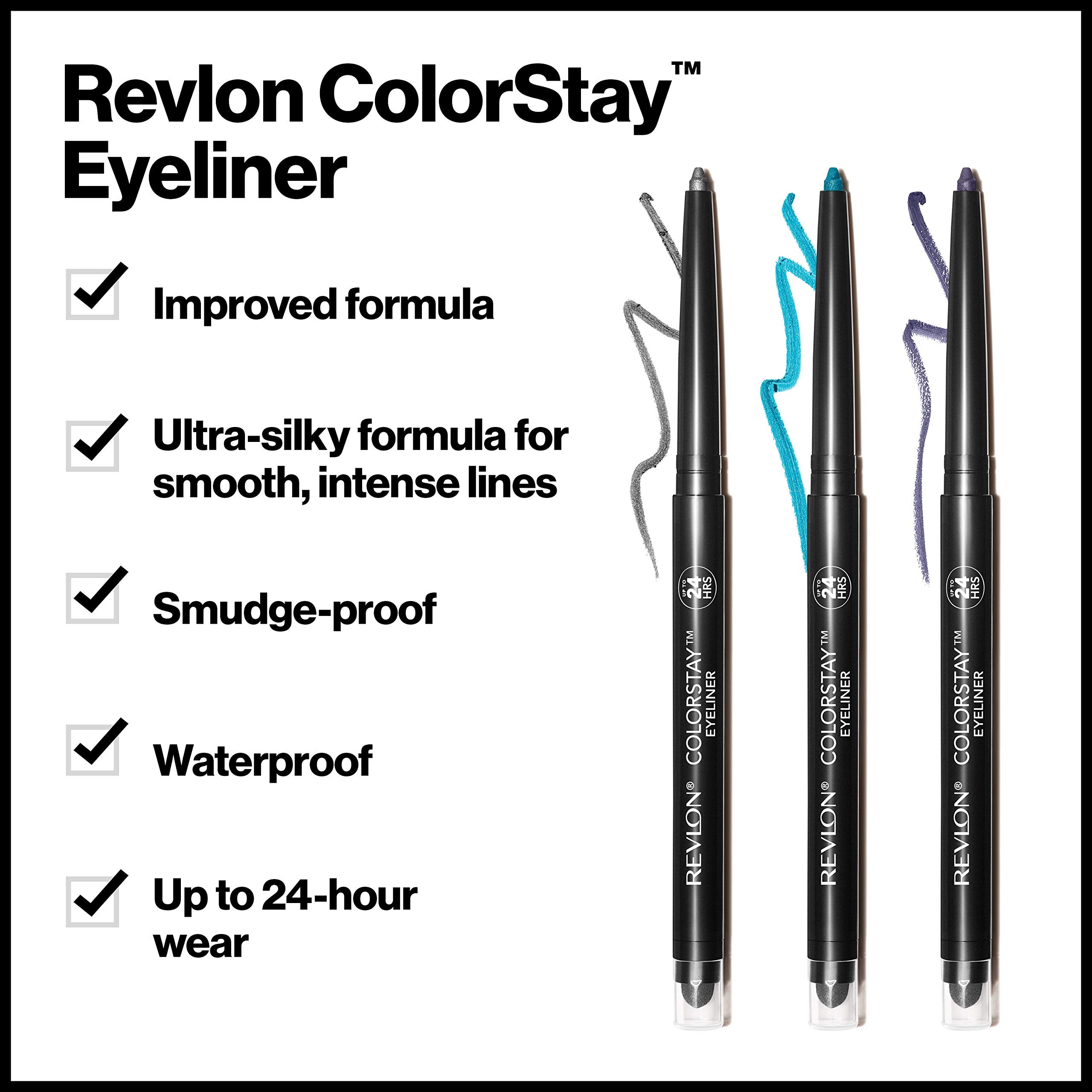Revlon ColorStay Pencil Waterproof Eyeliner, Smudge-Proof, Eye Makeup with Built-In Sharpener, 202 Black Brown, 0.01 oz