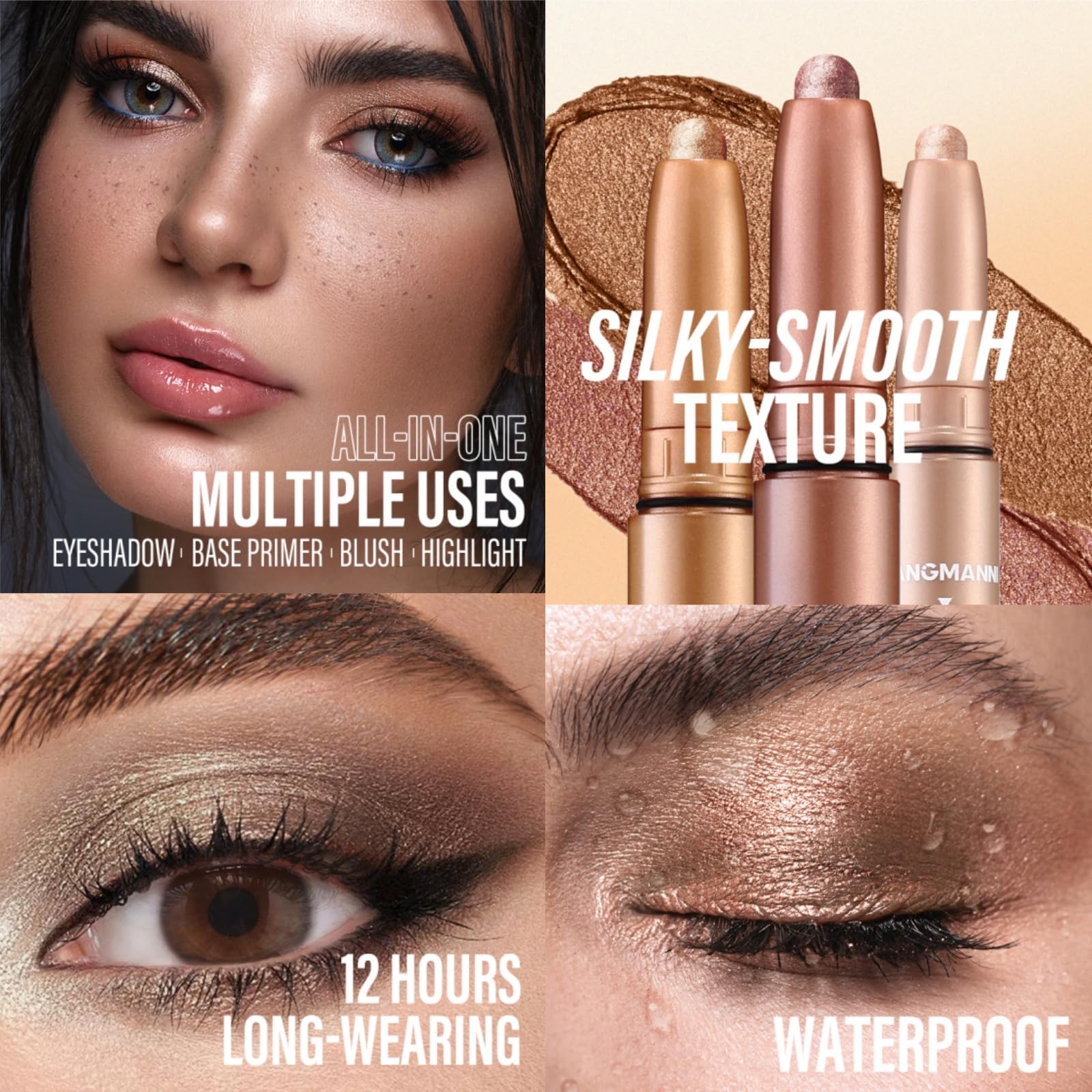 Jolilab Eyeshadow Stick Set, 8 Colors Matte Professional Bright-Colored Contouring and Highlight Eyeshadow Stick, Cream Waterproof Long Lasting High Pigmented Eye Shadow. (8, EYESHADOW B)