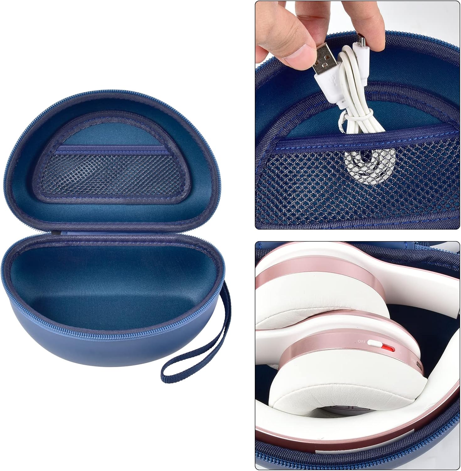 Headphone Case Compatible with Beats Solo 4/ Studio Pro x Kim Kardashian/ Solo3/ Studio3/ Solo2/ Solo Pro Bluetooth On-Ear Headphones Headset - Blue