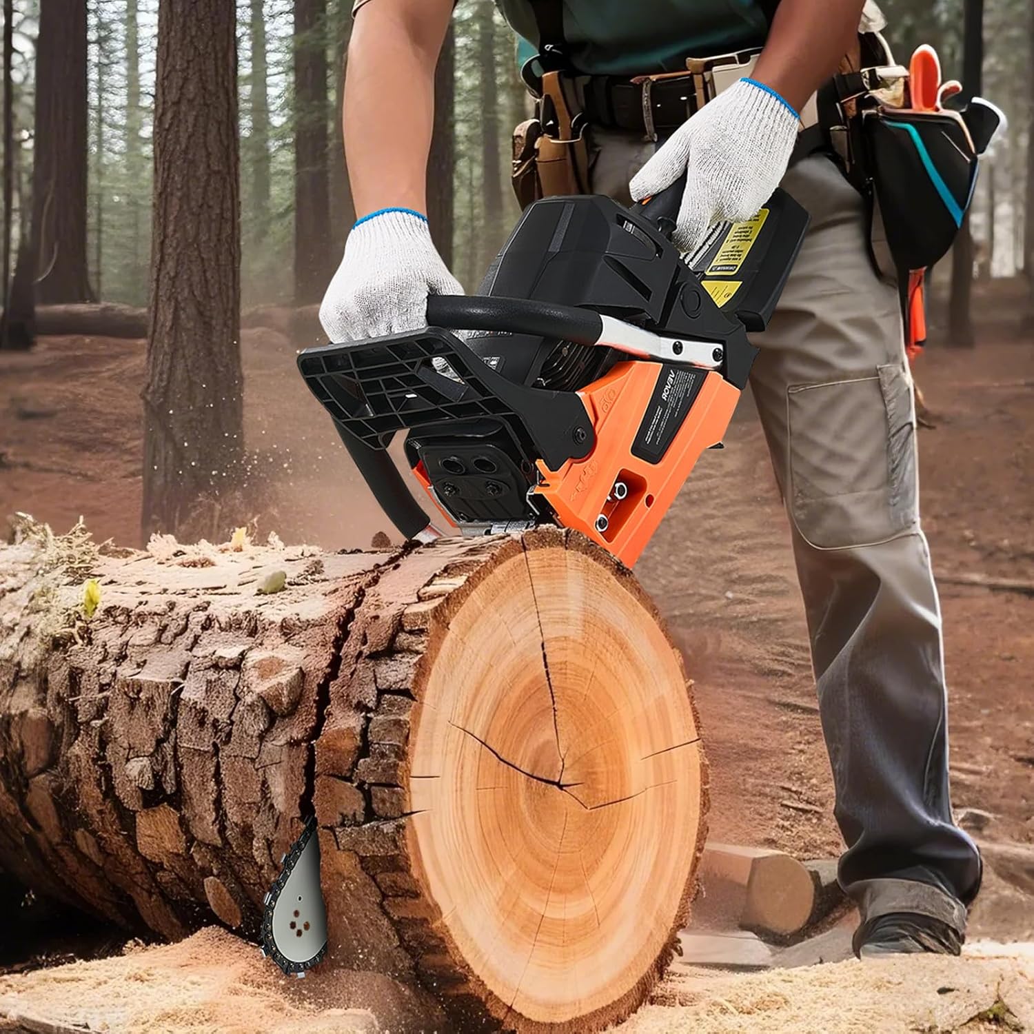 VEVOR 20inch 62CC Gas Powered Chainsaw, 3.8 HP 2 Stroke Engine Gas Power Chainsaws with Non-Slip Handle, Gas Chainsaws with Dual Fuel Tanks, For Wood Cutting, Tree Trimming, and Land Clearing