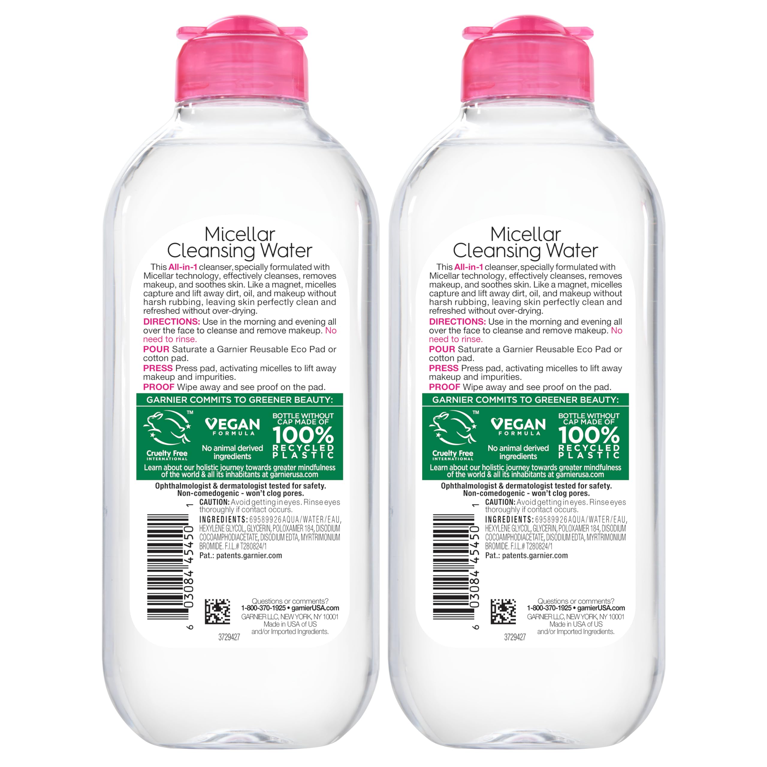Garnier Micellar Water, Hydrating Facial Cleanser & Makeup Remover, Suitable for Sensitive Skin, Vegan, Cruelty Free, 13.5 Fl Oz (400mL), 1 Count