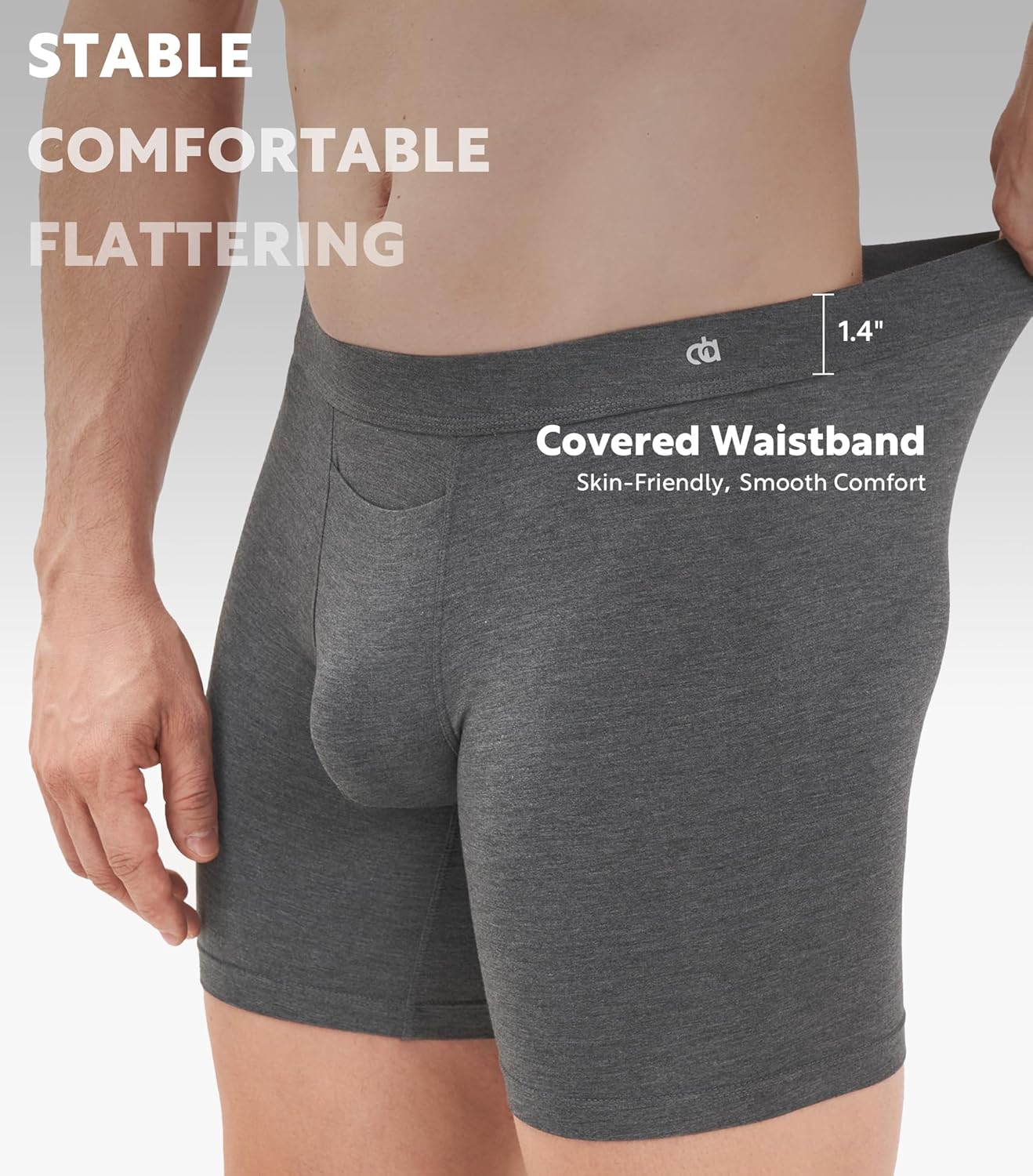 DAVID ARCHY Men's Breathable Underwear Soft Comfortable Moisture-Wicking with Fly Underwear Boxer Briefs for Men 3 Pack