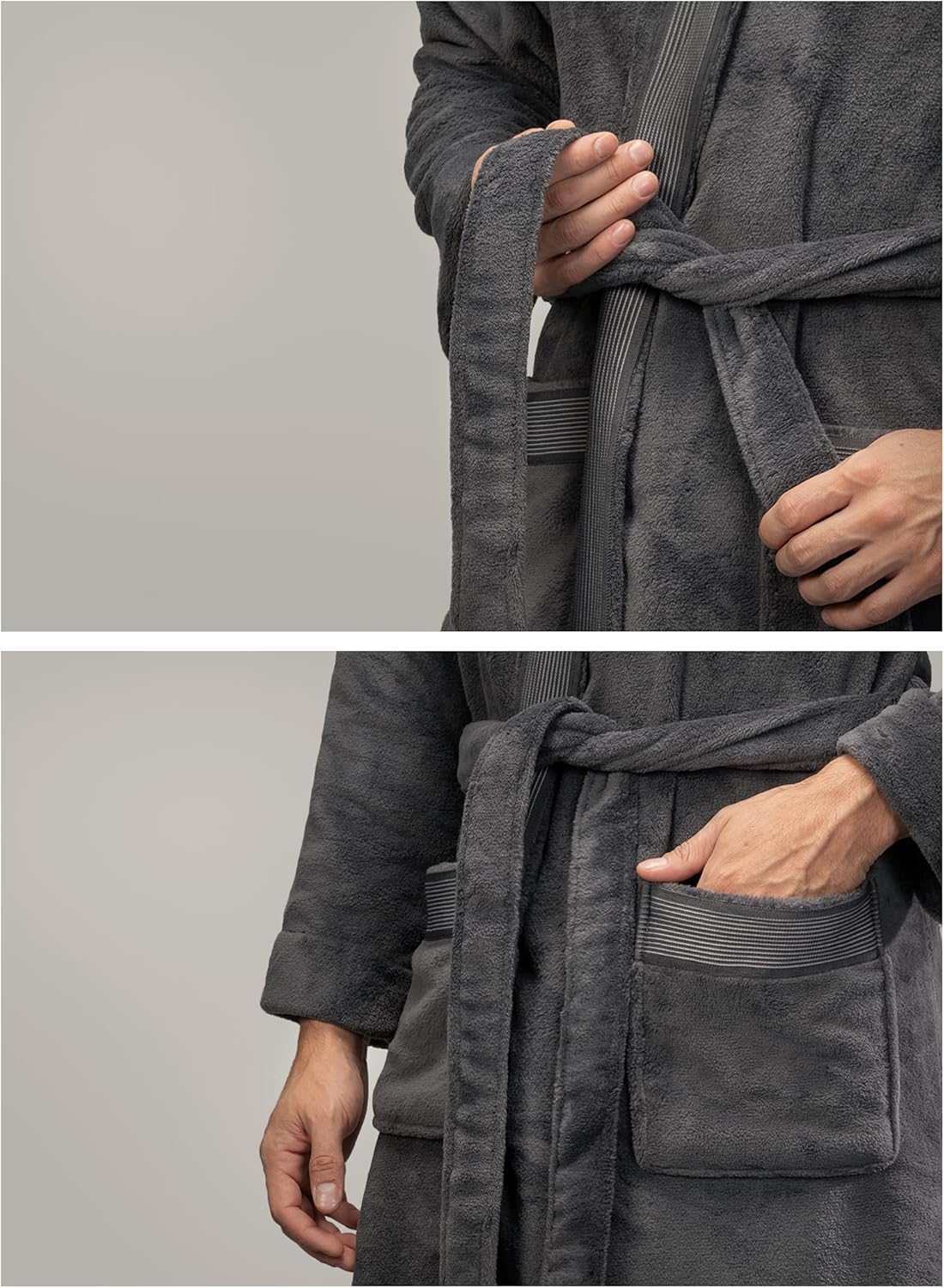 DAVID ARCHY Men's Soft Fleece Plush Robe Full Length Long Bathrobe