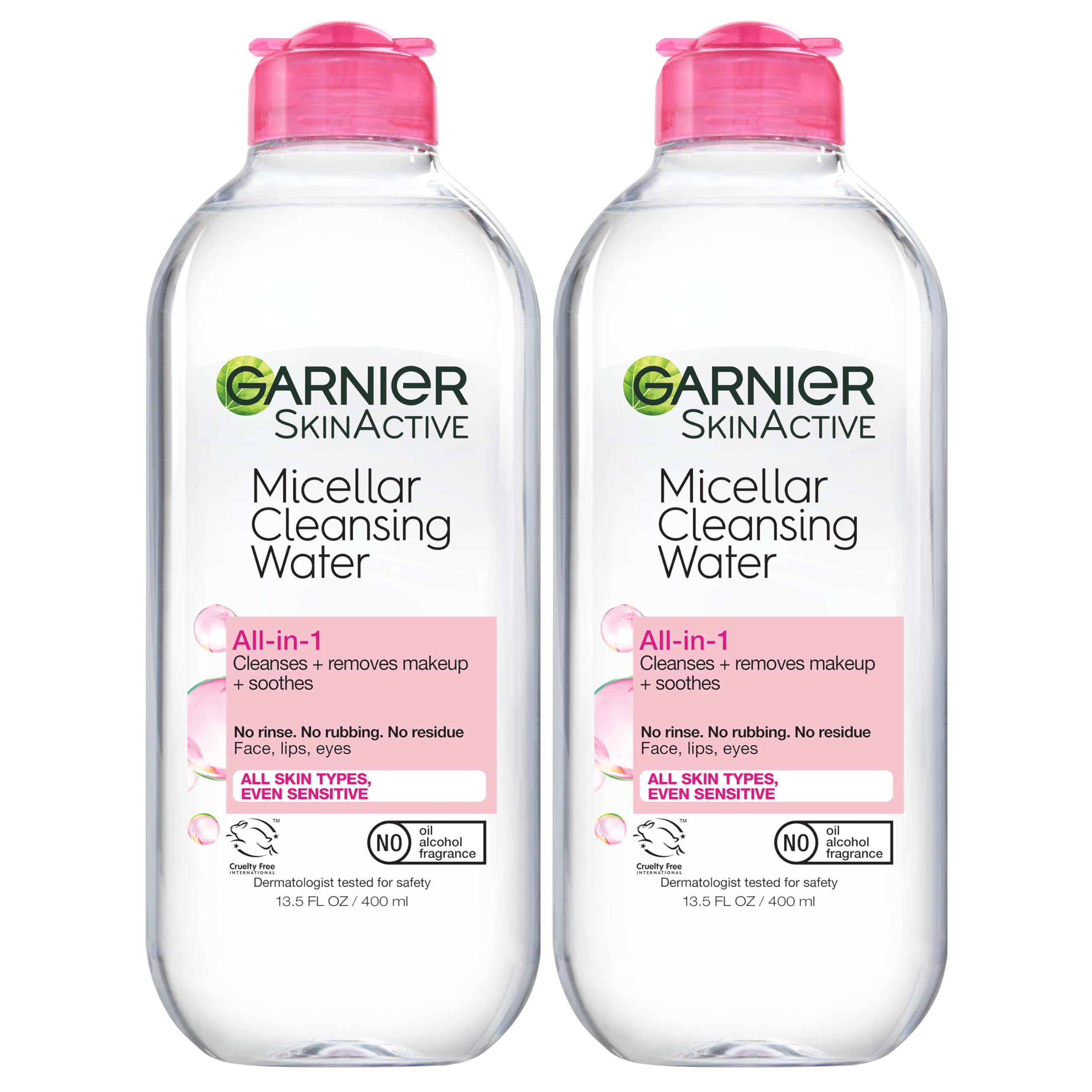 Garnier Micellar Water, Hydrating Facial Cleanser & Makeup Remover, Suitable for Sensitive Skin, Vegan, Cruelty Free, 13.5 Fl Oz (400mL), 1 Count