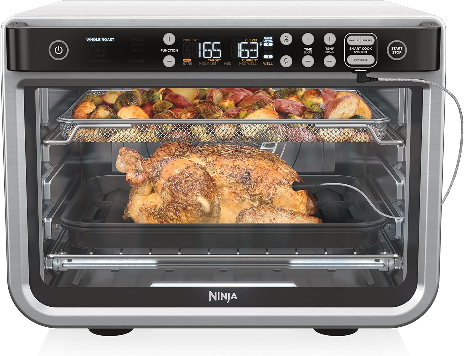 Ninja Air Fryer & Toaster Oven | Prestige Smart XL Countertop Oven | Bakes up to 20 Cookies, Fits up to a 12lb Turkey | Pizza, Toast, Bake, Air Fry & Reheat | 1800 Watts | Stainless Steel | DT501