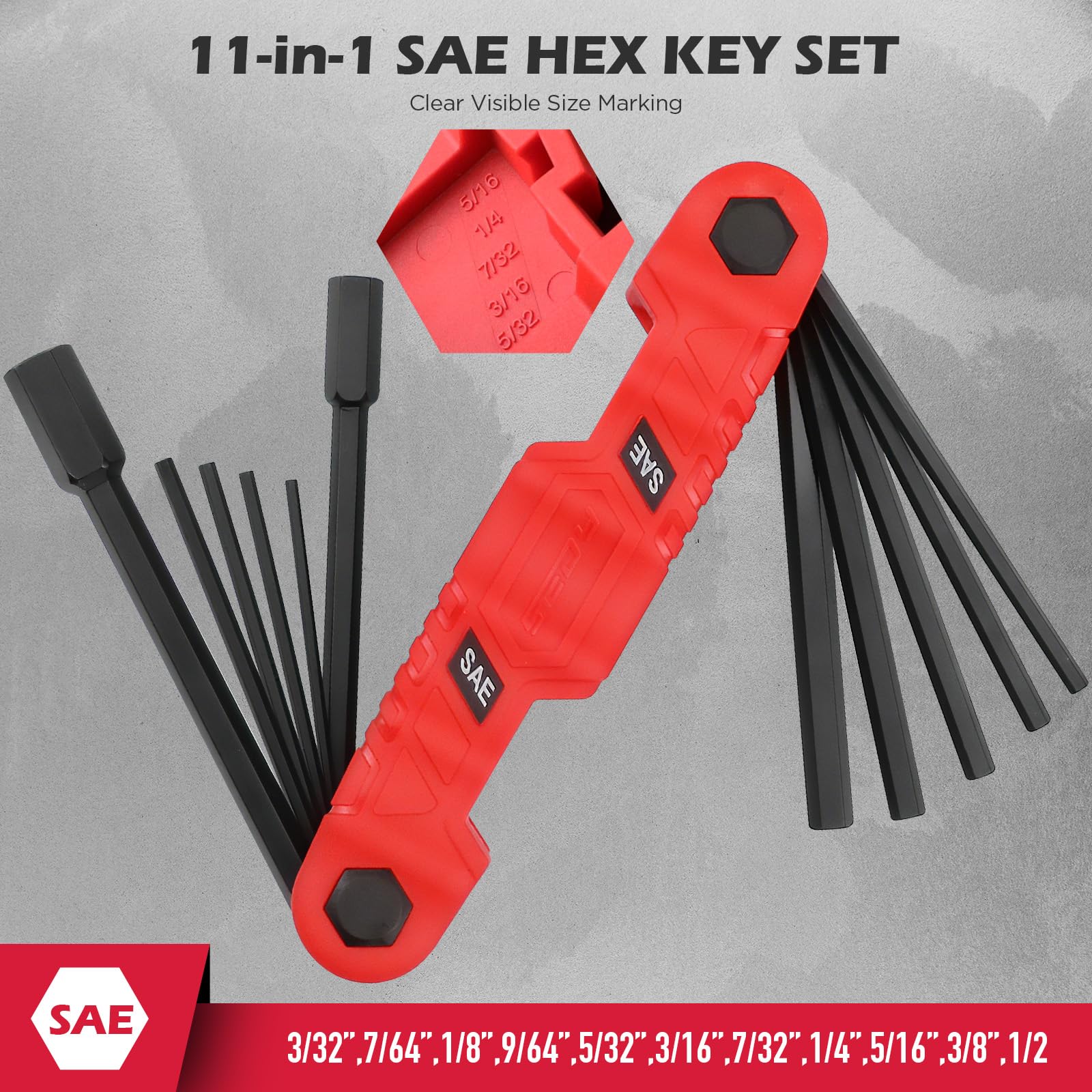 SEDY 32-Piece Hex Key Wrench Set, Metric and SAE Allen Wrenches (0.028-3/8 inch, 0.7-10 mm) L Shape Allen Keys, Chrome Vanadium Steelwith 2x Extension Handle