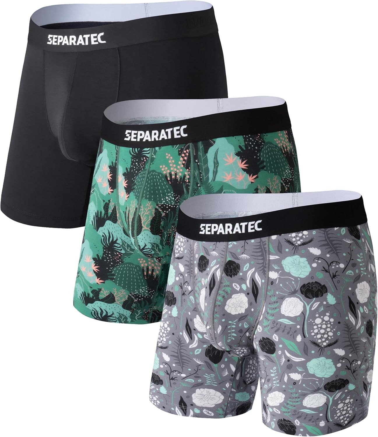 Separatec Mens Underwear with Pouch Moisture Wicking Dual Pouch Boxer Briefs Rayon From Bamboo Underwear Men, Halloween Theme