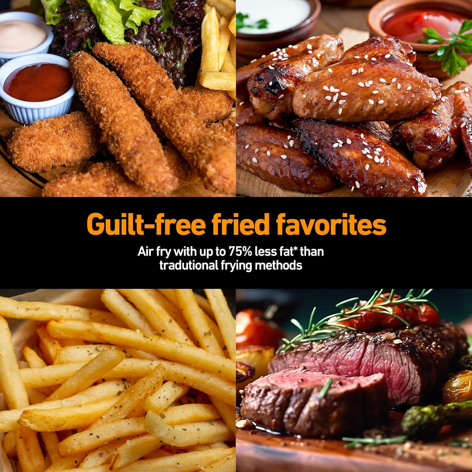 Panana XL 9.5 Quart 8 Preset Cooking Functions 2-Basket Air Fryer with 2 Frying Baskets, Match Cook & Smart Finish to Bake, Roast, Reheat, Broil, Dehydrate & More for Quick, Easy Meals