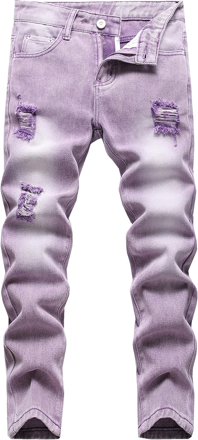 FREDD MARSHALL Boy's Skinny Fit Ripped Destroyed Distressed Fashion Kids Denim Jeans Pants