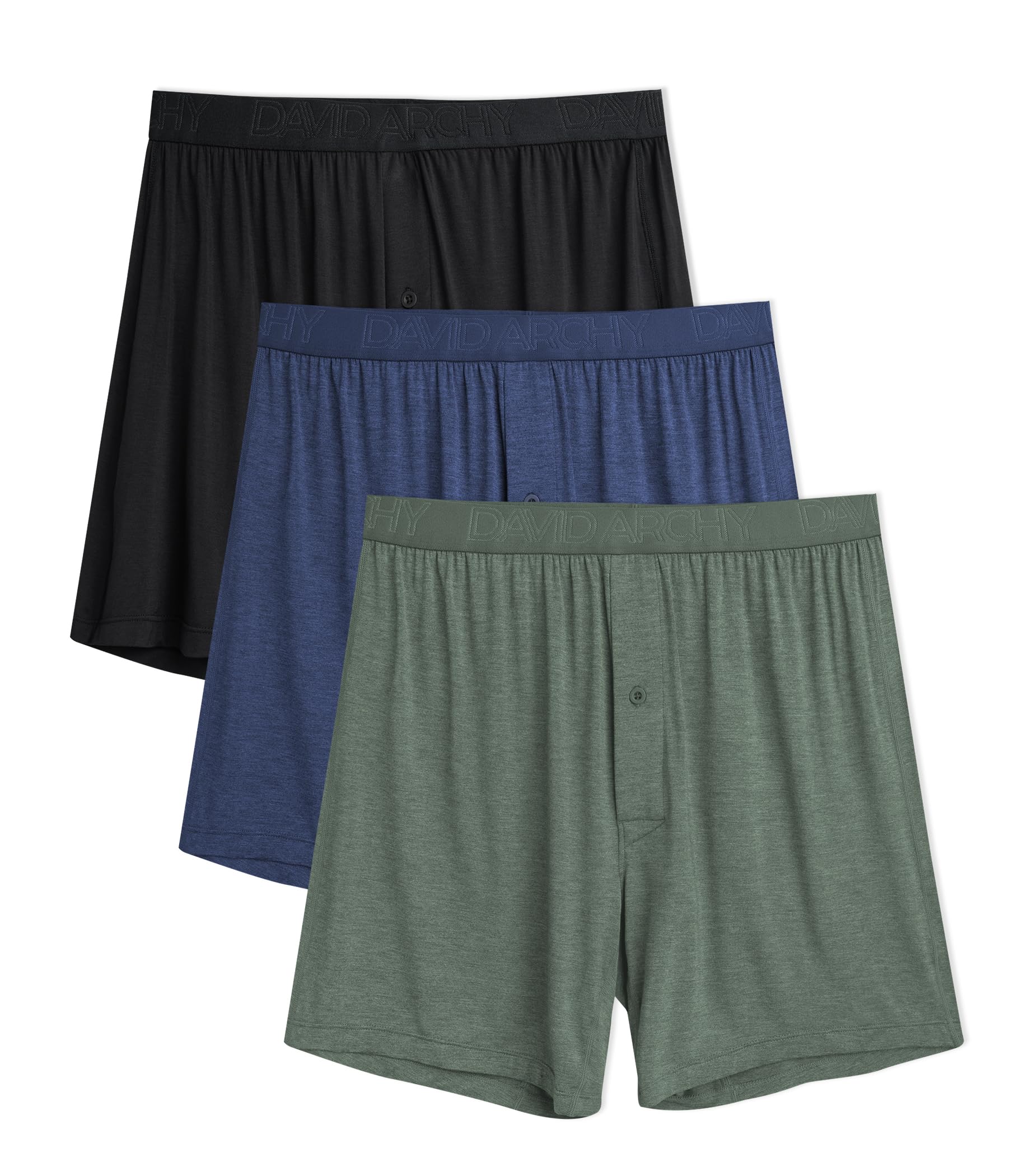 DAVID ARCHY Mens Boxers Soft Rayon Made from Bamboo Boxers for Men Pack Loose Underwear Cooling Mens Boxer Shorts