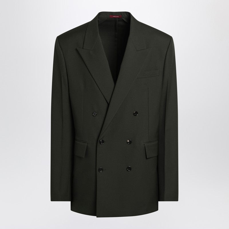 Gucci Military Green Double-Breasted Jacket In Wool Men