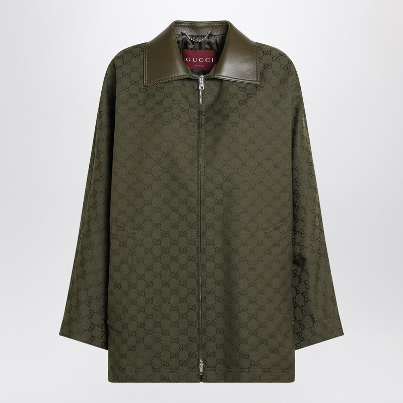 Gucci Military Green Gg Fabric Jacket Women