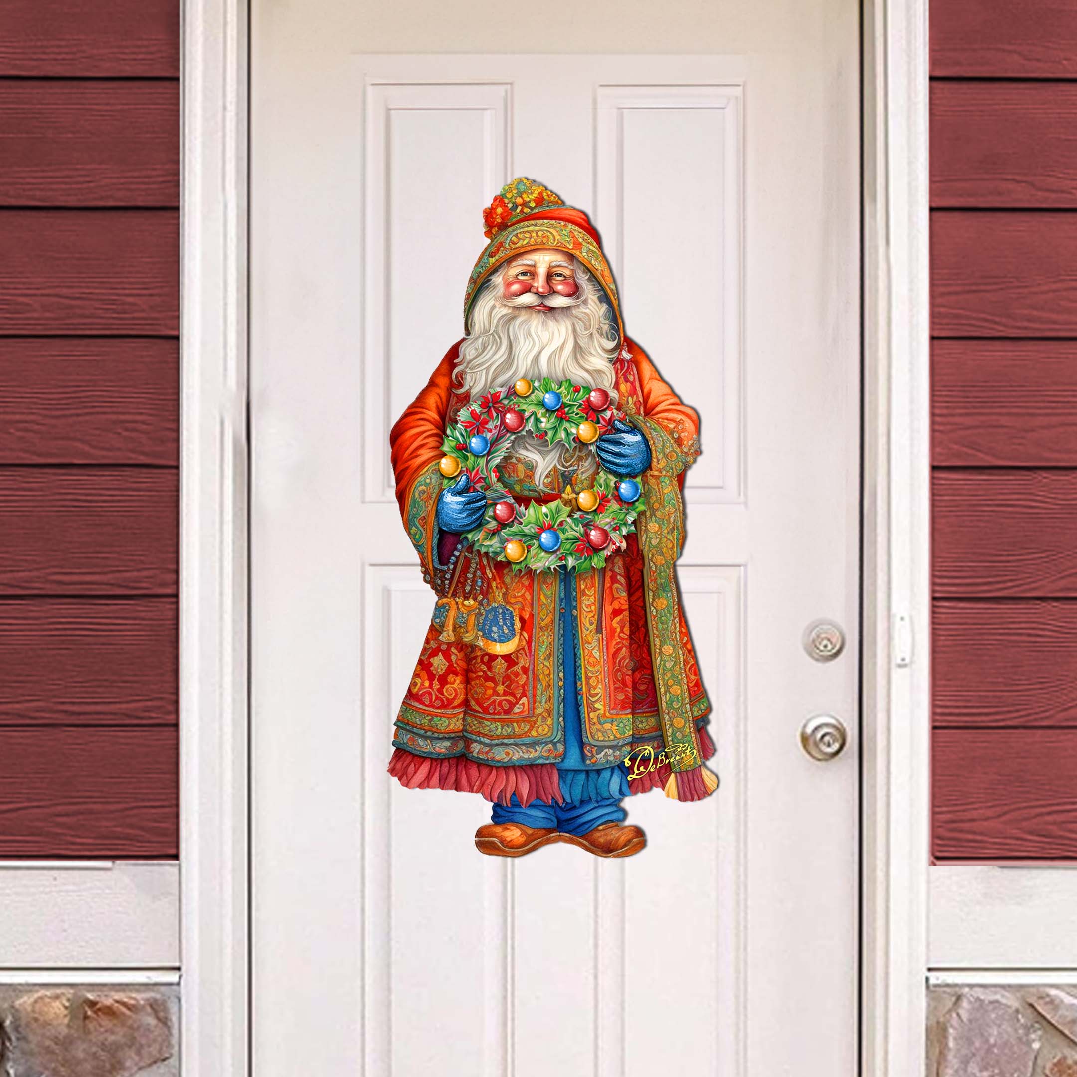 Santa's Wreath of Joy Holiday Door Decor by G. Debrekht - Christmas Santa Snowman Decor - 8691402H