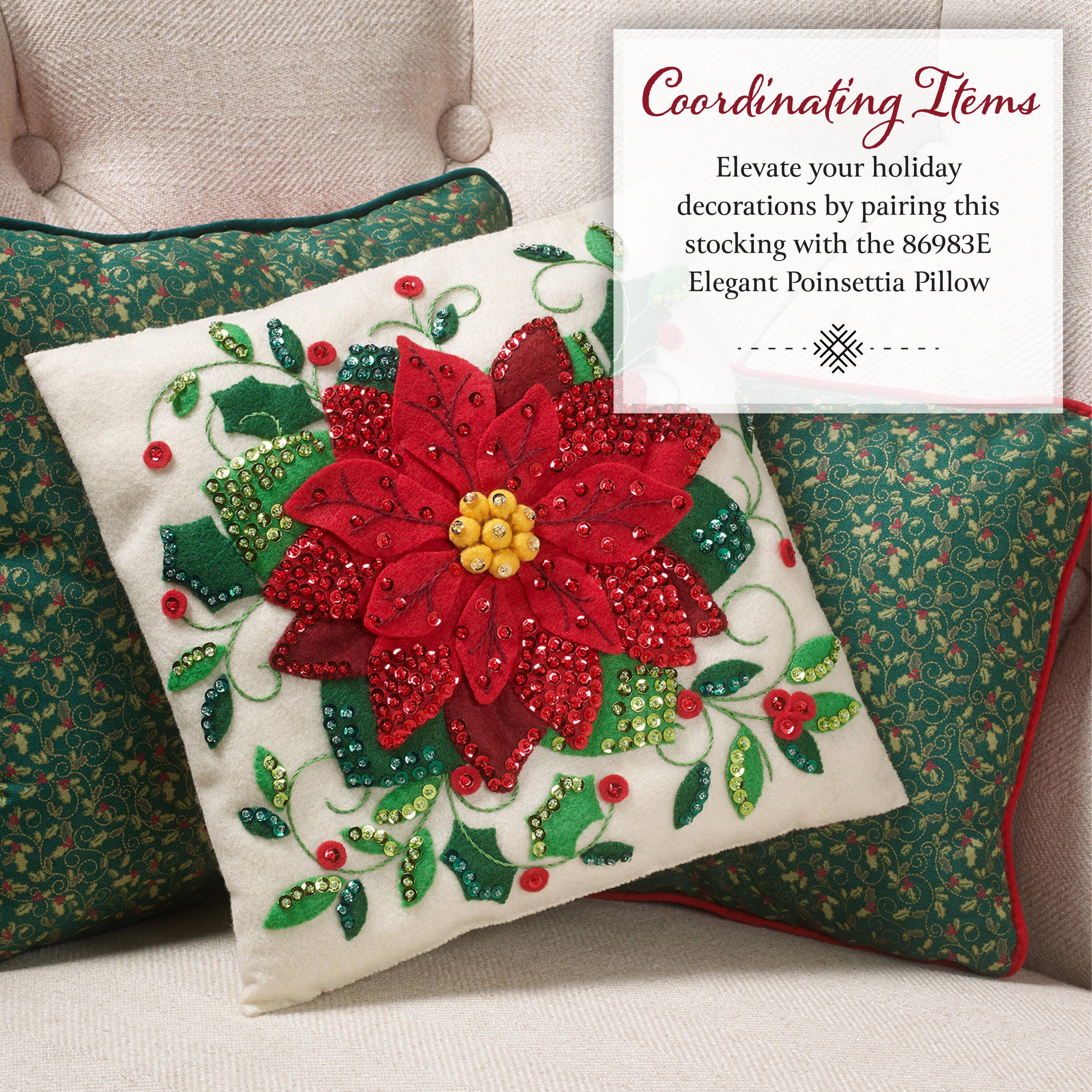 Bucilla Poinsettia Elegance Felt Stocking