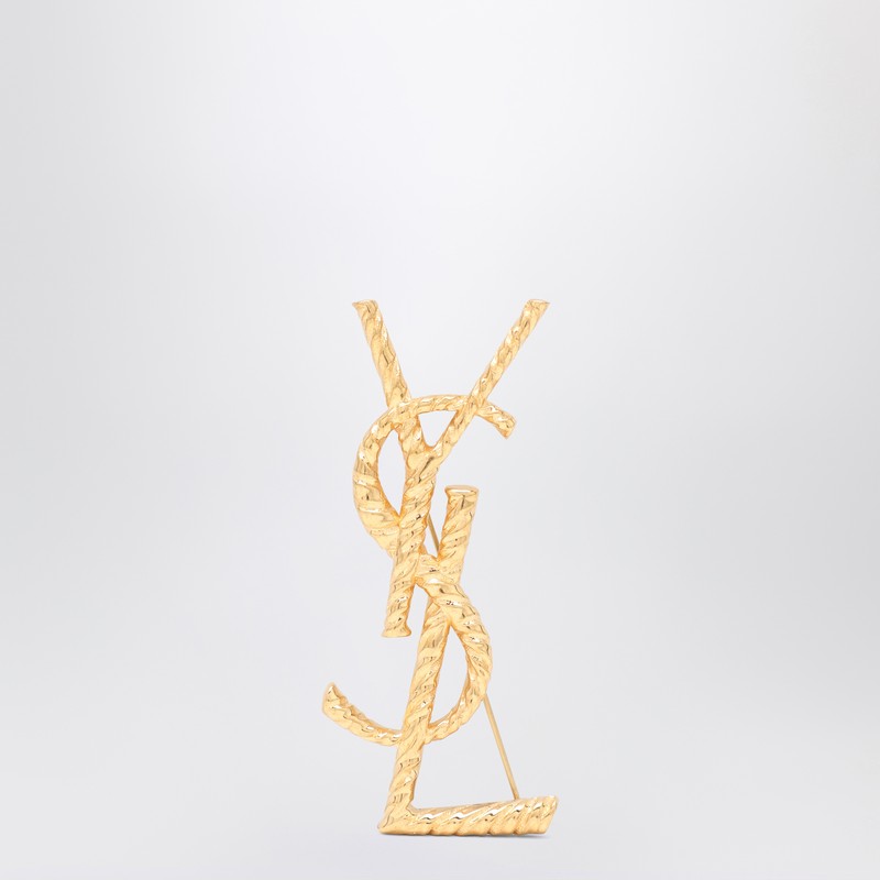 Saint Laurent Cassandre Brooch In Gold-Plated Metal Women