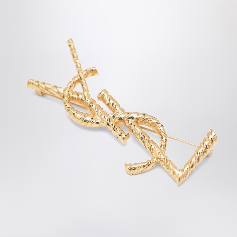 Saint Laurent Cassandre Brooch In Gold-Plated Metal Women