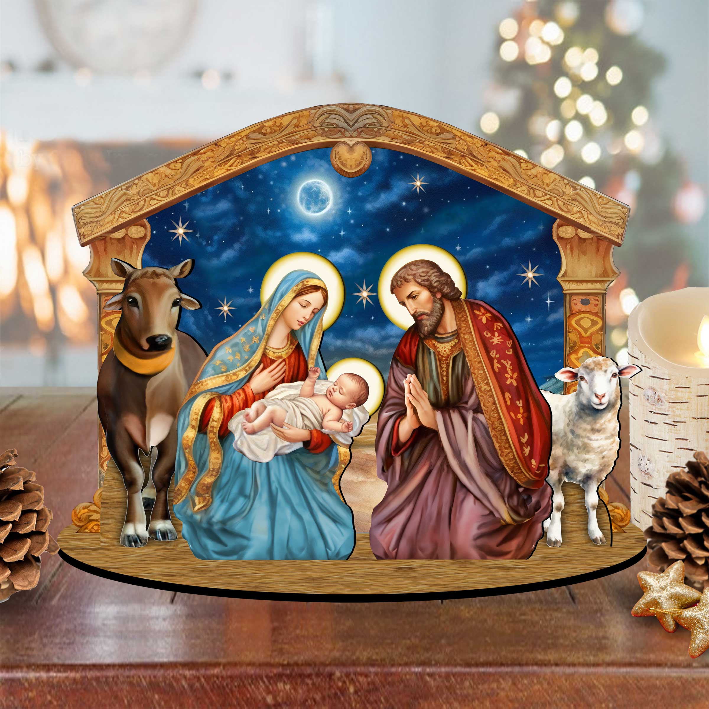 Holy Family Nativity Scene Decorative Village Set by G. Debrekht Nativity Holiday Decor - 852764