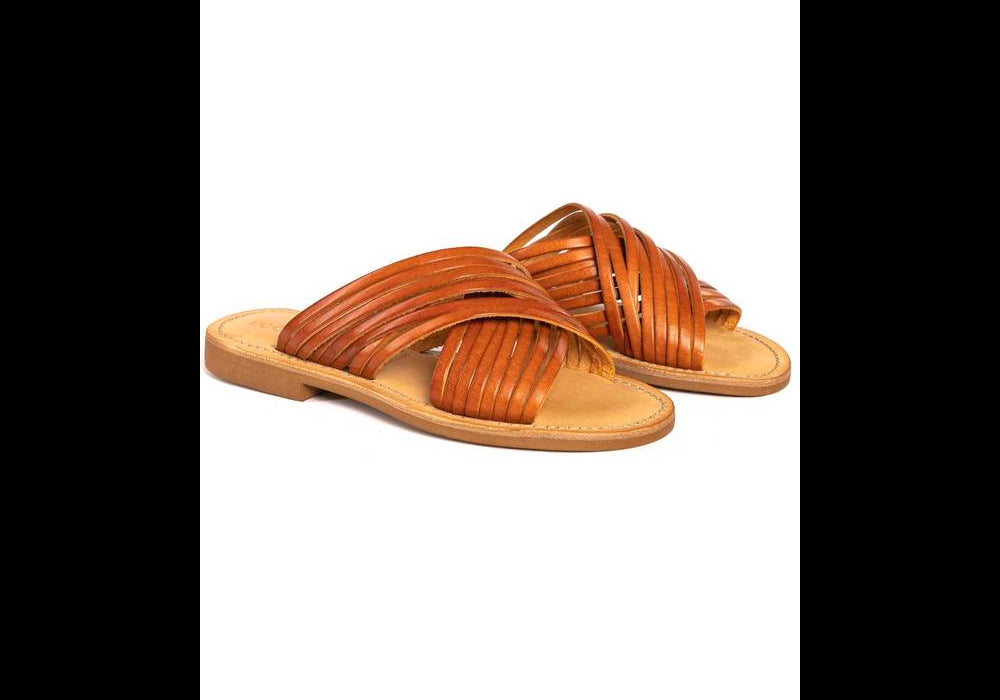 Cocobelle Mantua Women's Crisscross Leather Sandals  Brown Size 8 by Steals