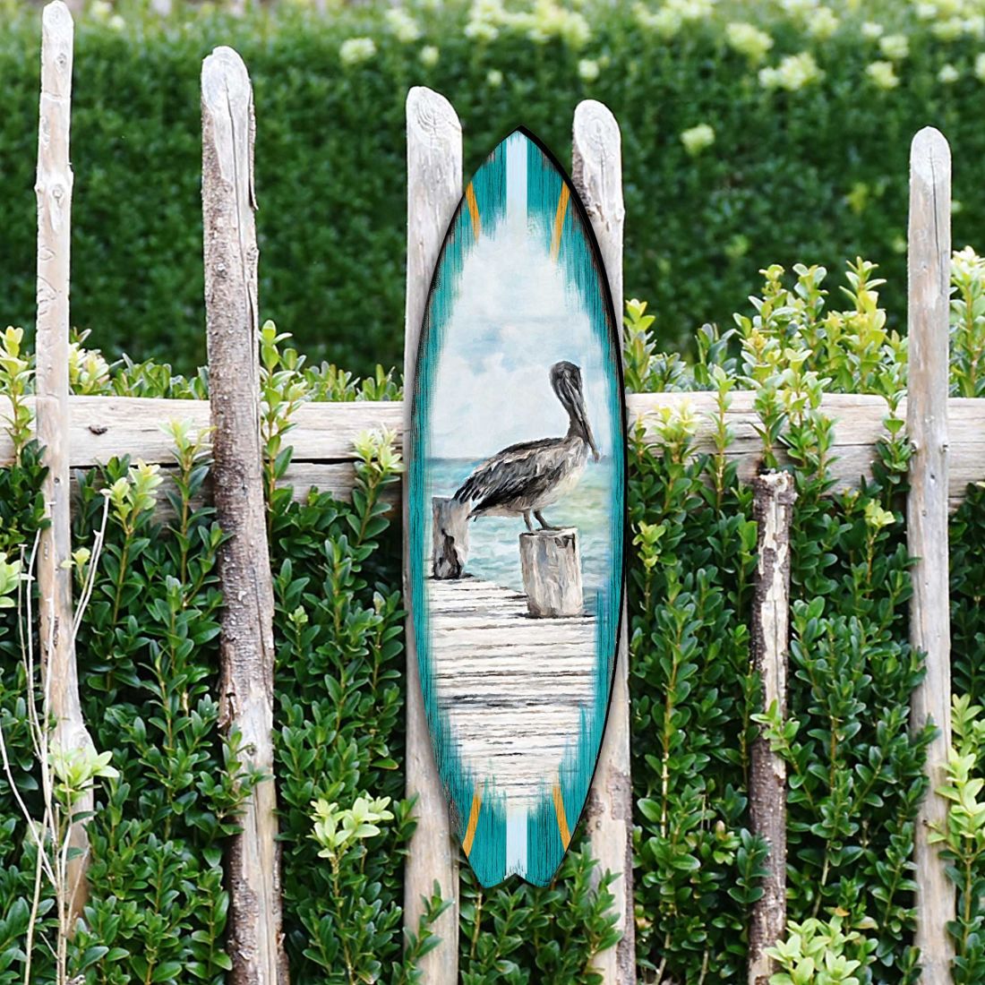 Pelican Surfboard Coastal Outdoor Décor Large Ornament by G. DeBrekht - Coastal Holiday Décor - 8490107MS