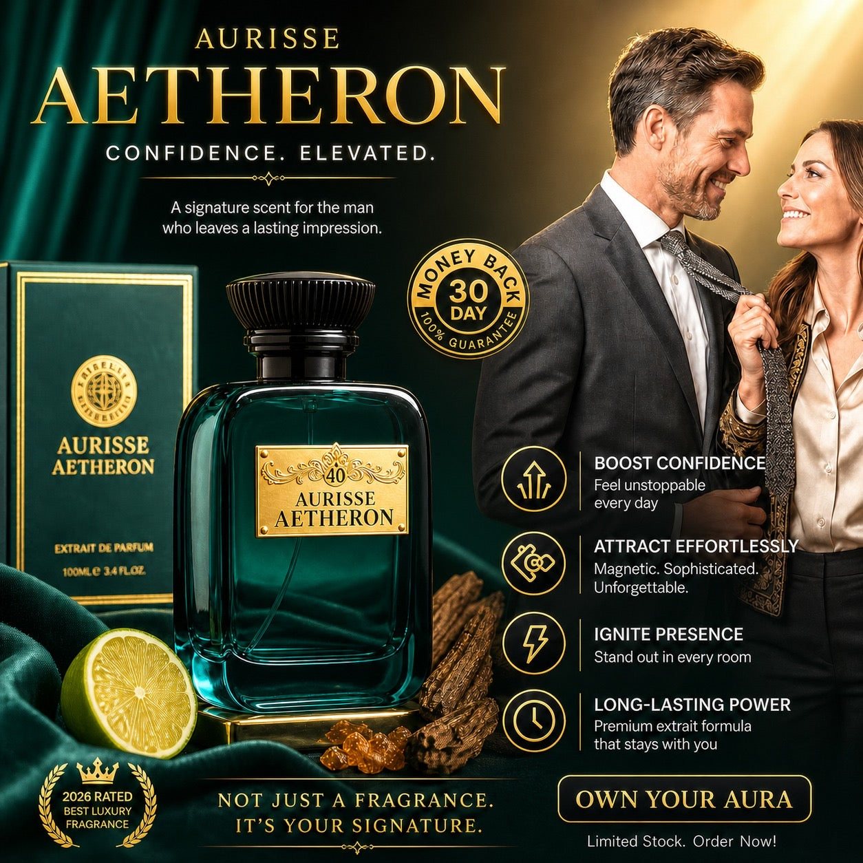 Aurisse Aetheron Extrait de Parfum 100ML for Men – Luxury Long-Lasting Fragrance