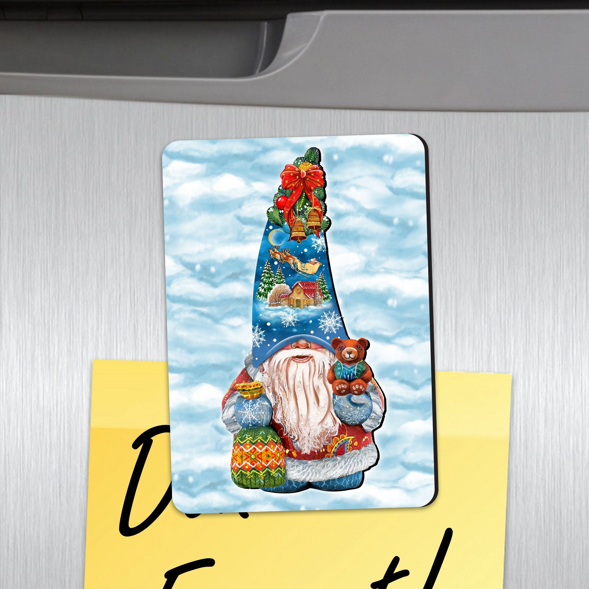 Christmas Gnome Refrigerator Wooden Magnets Set of 3