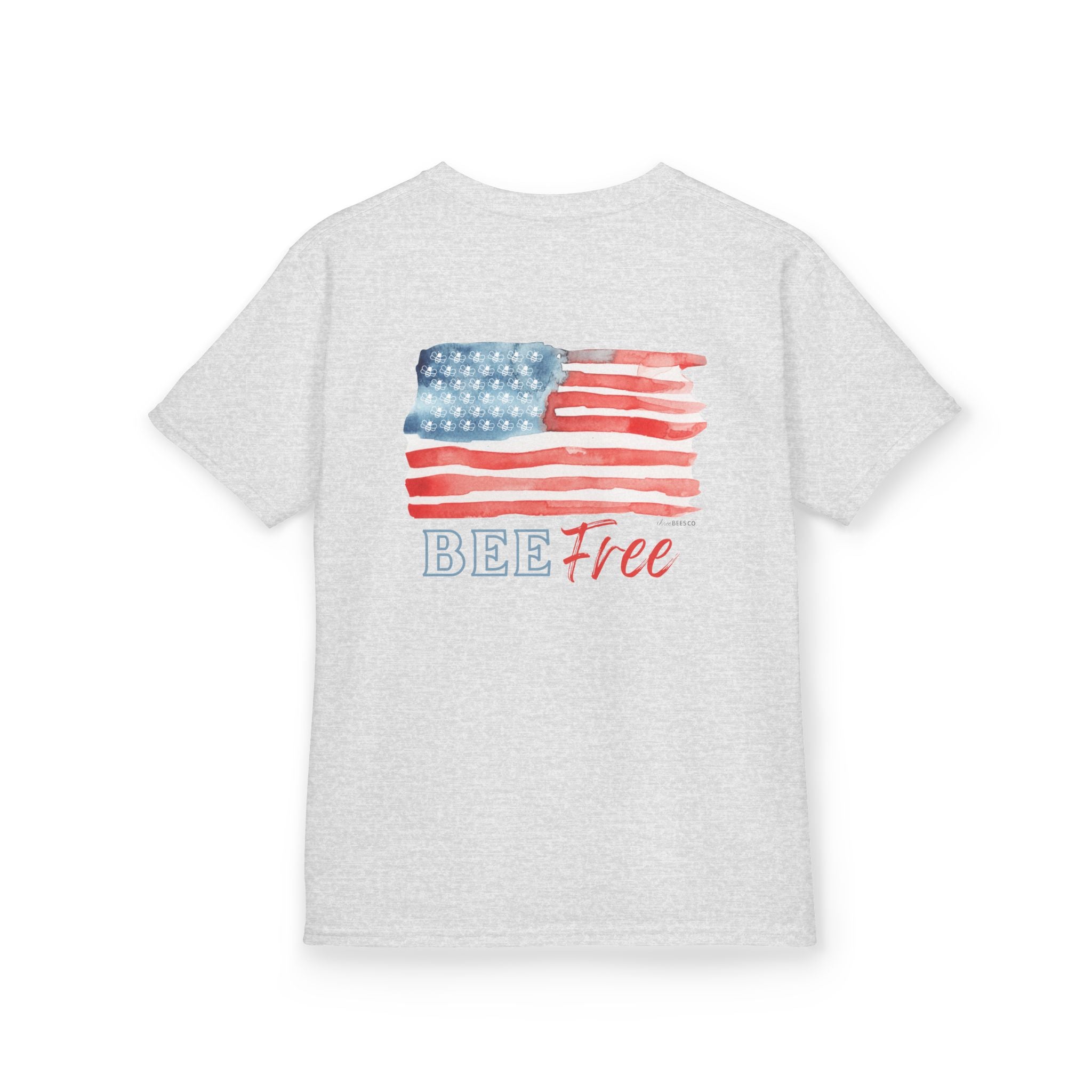 Bee Free American Flag with Bee Stars Short Sleeve Youth Unisex Hive Tee