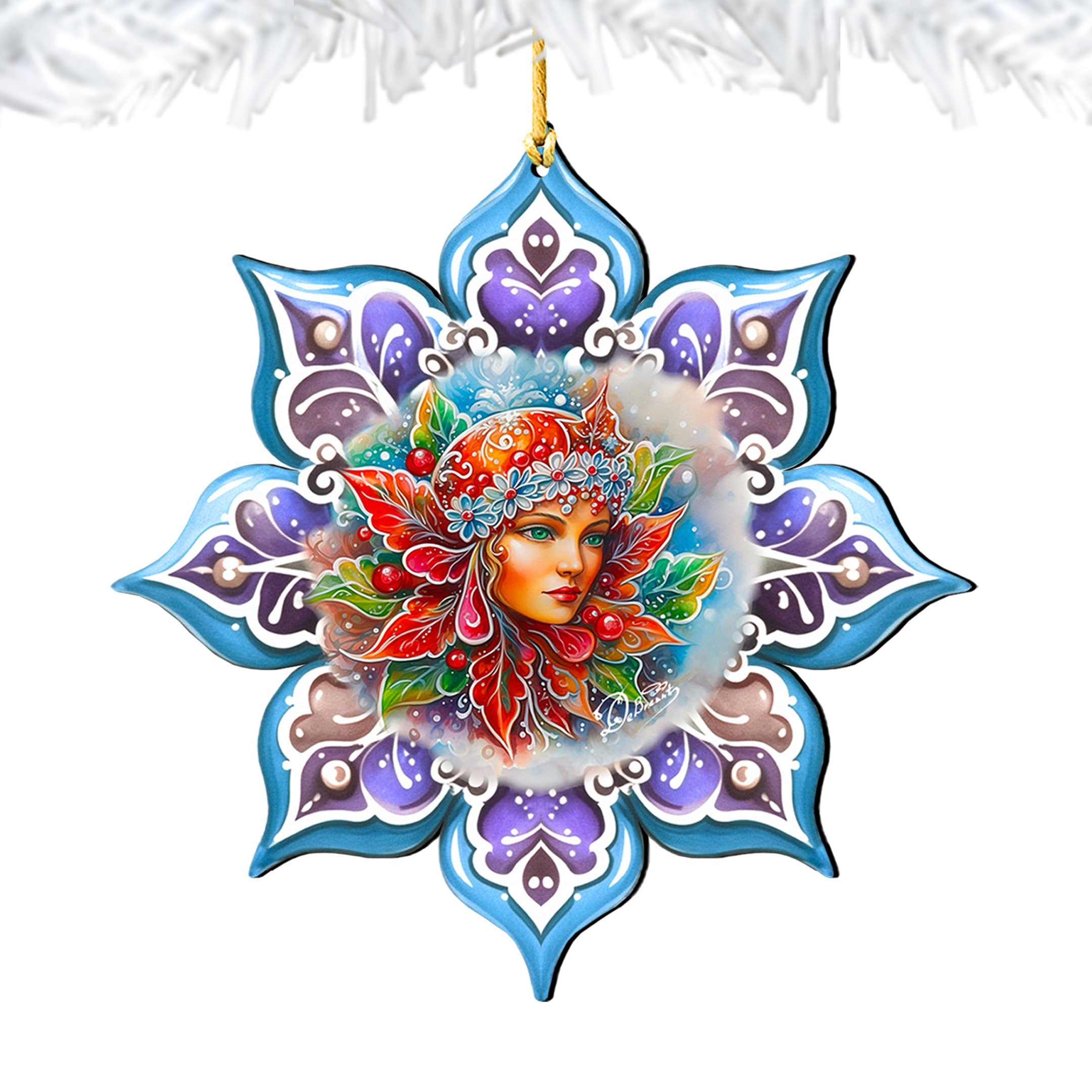 Frosty Fairy Snowflake Wooden Ornaments by G. Debrekht - Christmas Décor - 8688403