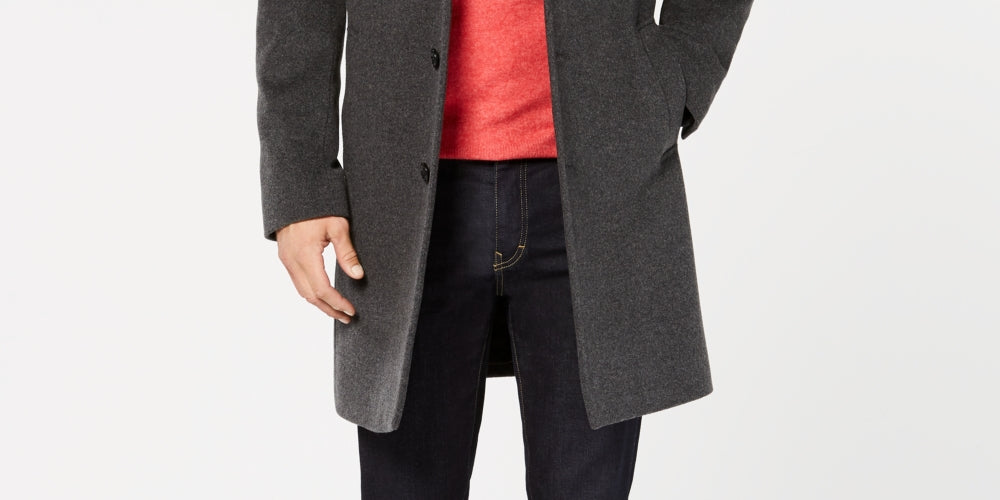 Michael Kors Men's Madison Wool Blend Modern Fit Overcoat Gray Size 40 by Steals