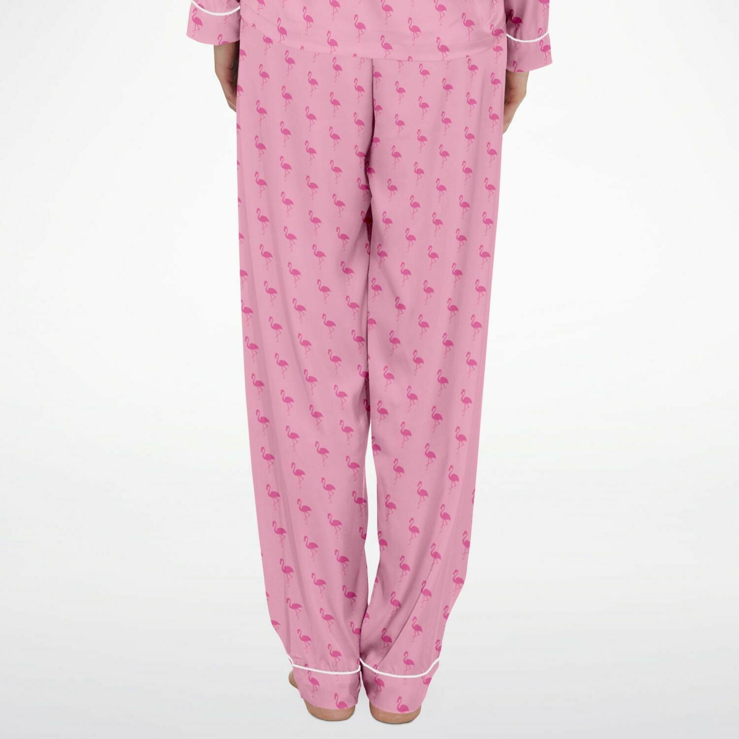 Simple Pink Flamingo Satin Pajamas
