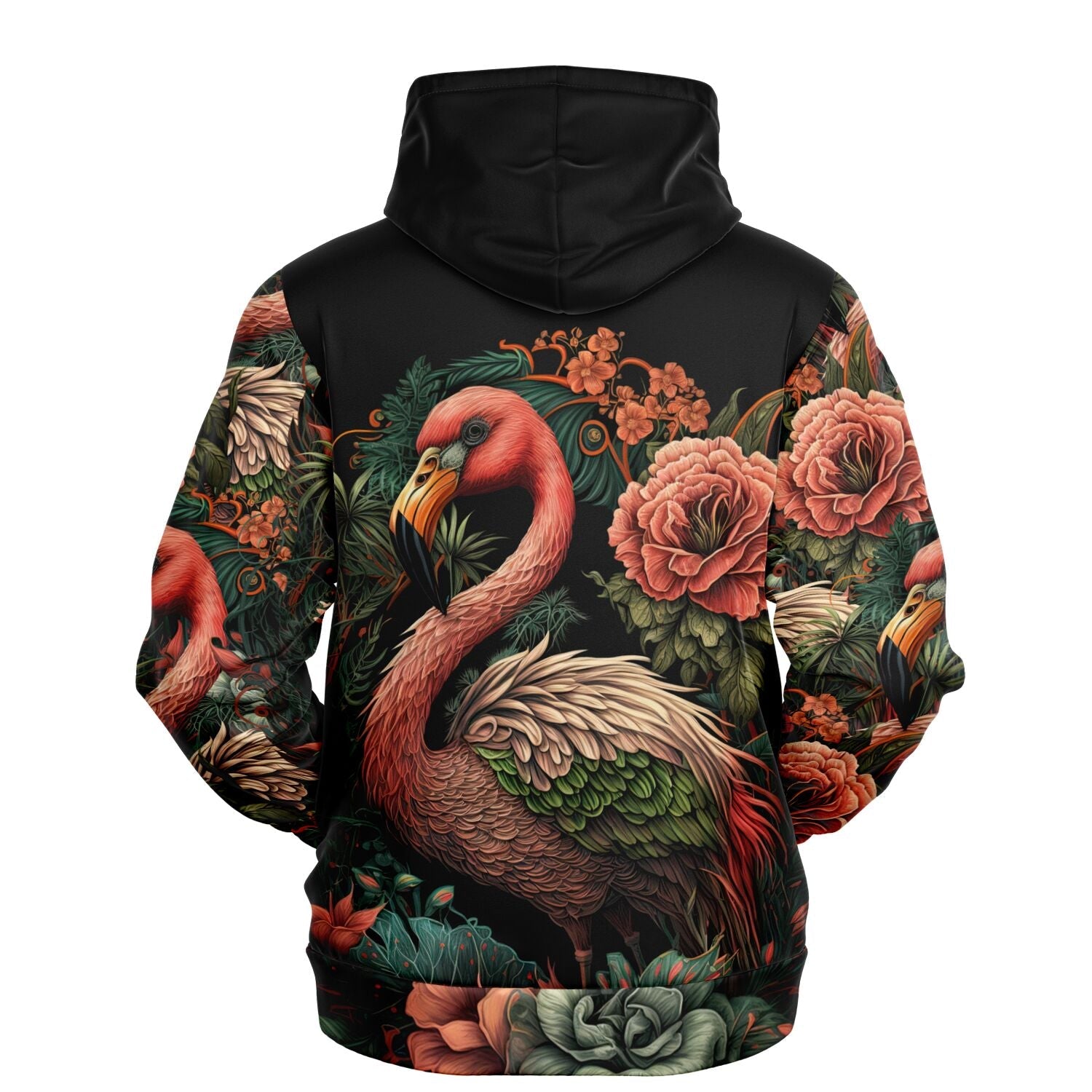 Flamingo Black Elegant Floral Hoodie