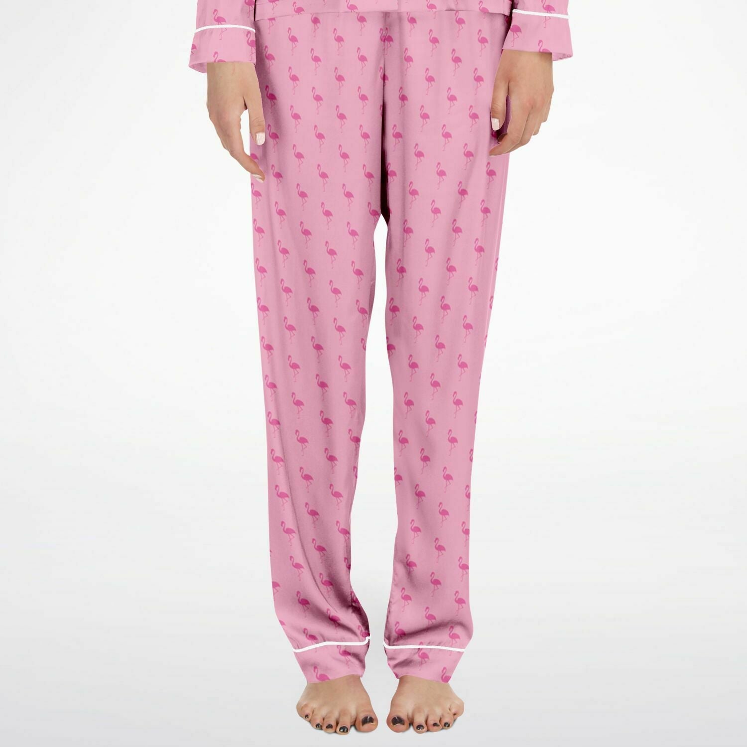 Simple Pink Flamingo Satin Pajamas