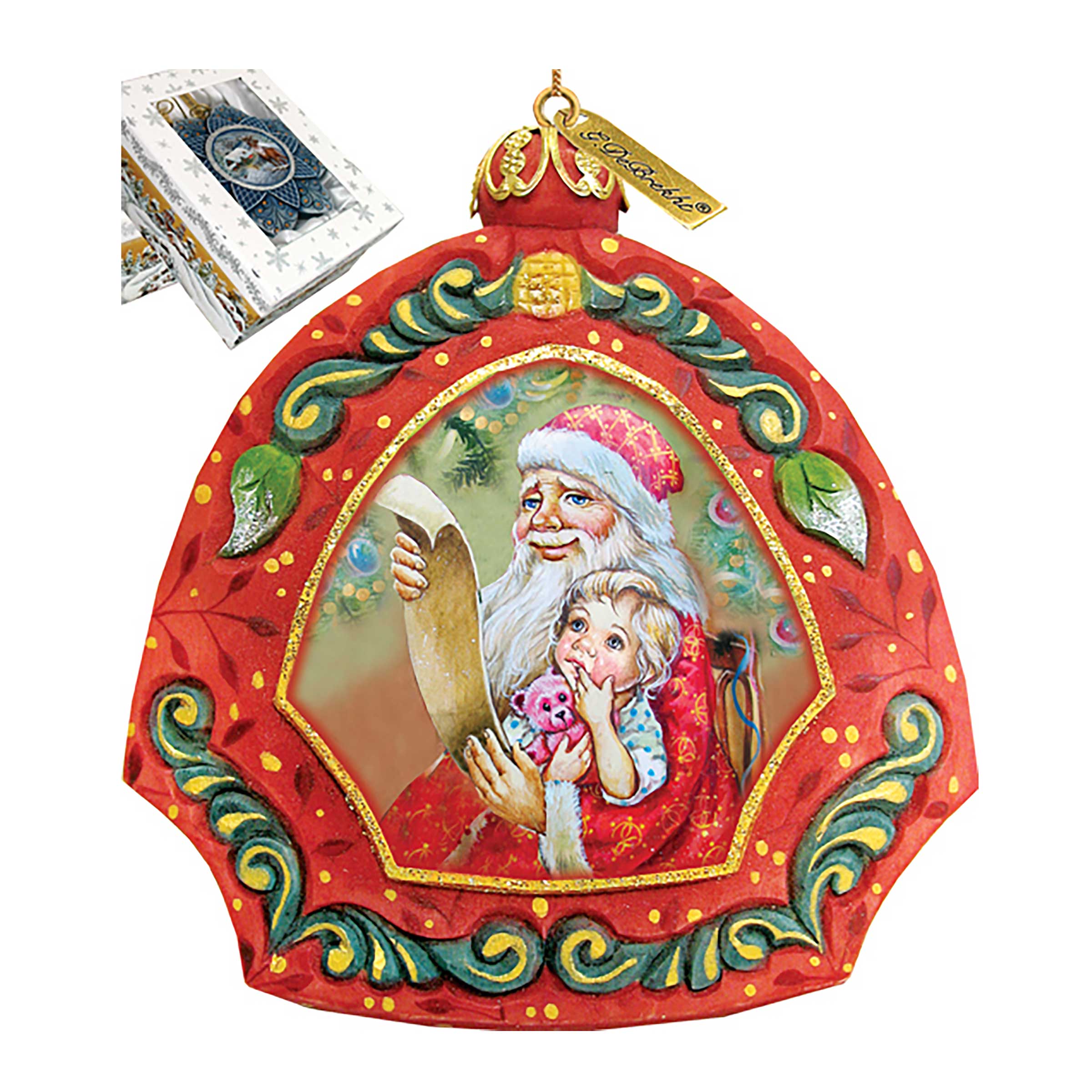 Santa List Sculpted Hand-Painted Christmas Ornament by G. DeBrekht - Christmas Santa Snowman Decor - 6102841