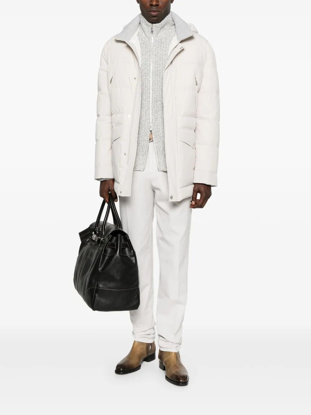 Brunello Cucinelli Men Padded Jacket With Detachable Hood